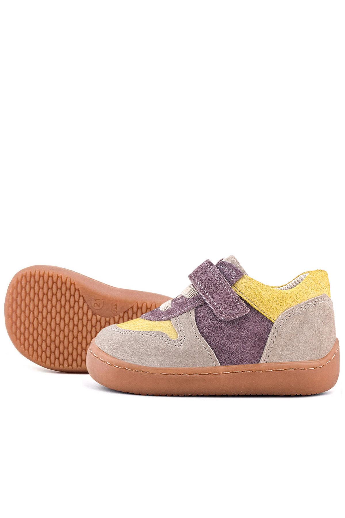 Rakerplus Bob Hakiki Deri Vizon Sarı Barefoot Cırtlı Lastikli Bebek Sneaker Ayakkabı