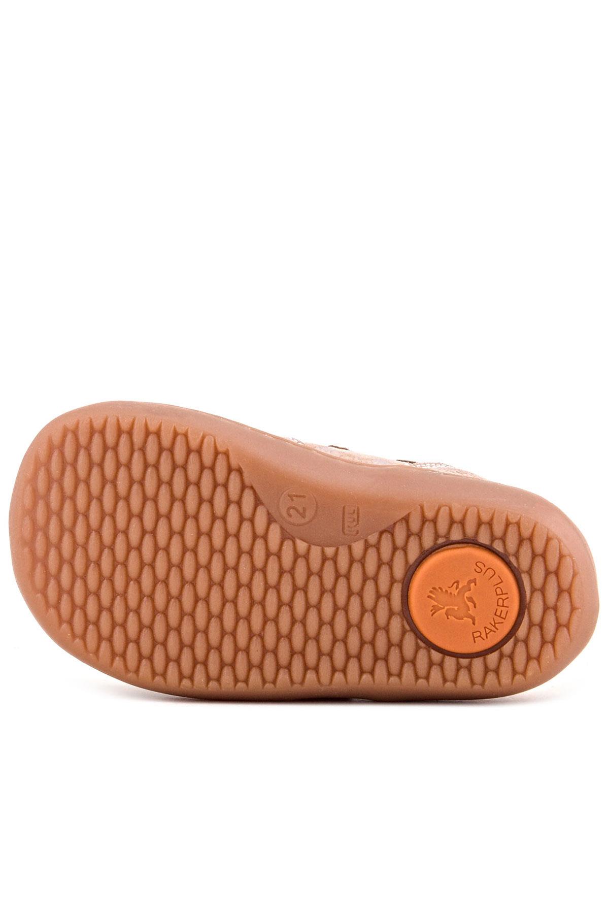 Rakerplus Bob Hakiki Deri Pudra Simli Barefoot Cırtlı Lastikli Bebek Sneaker Ayakkabı