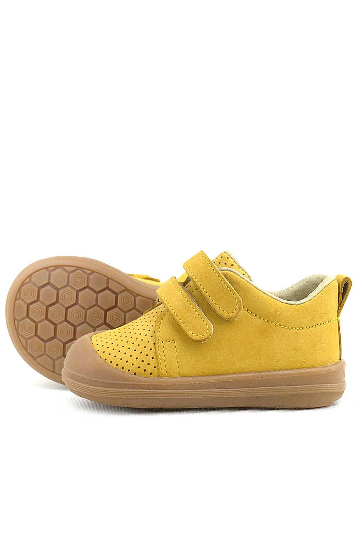 Rakerplus Sonic Hakiki Deri Sarı Cırtlı Anatomik Bebek Spor Ayakkabı Sneaker