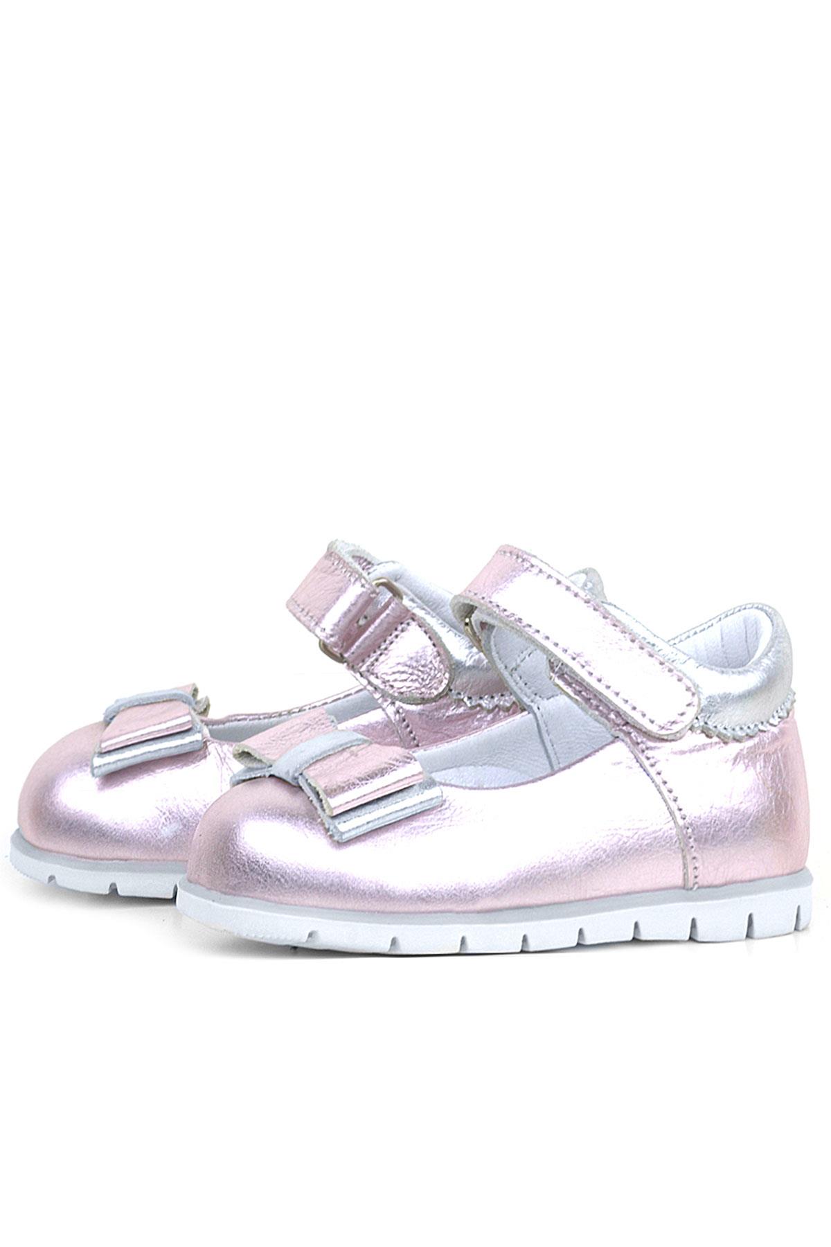 Rakerplus Genuine Leather Pink Silver Babettestes For Baby Girls