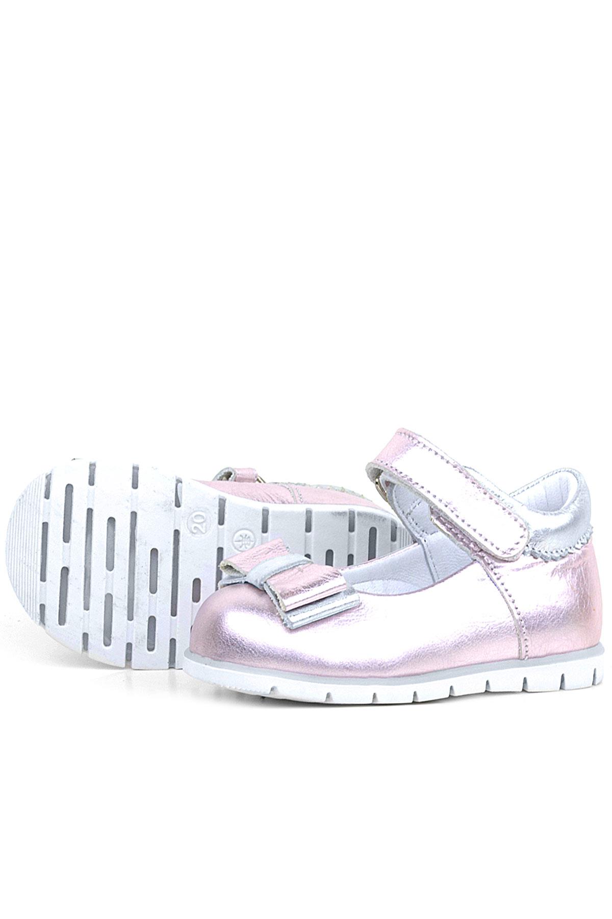 Rakerplus Genuine Leather Pink Silver Babettestes For Baby Girls