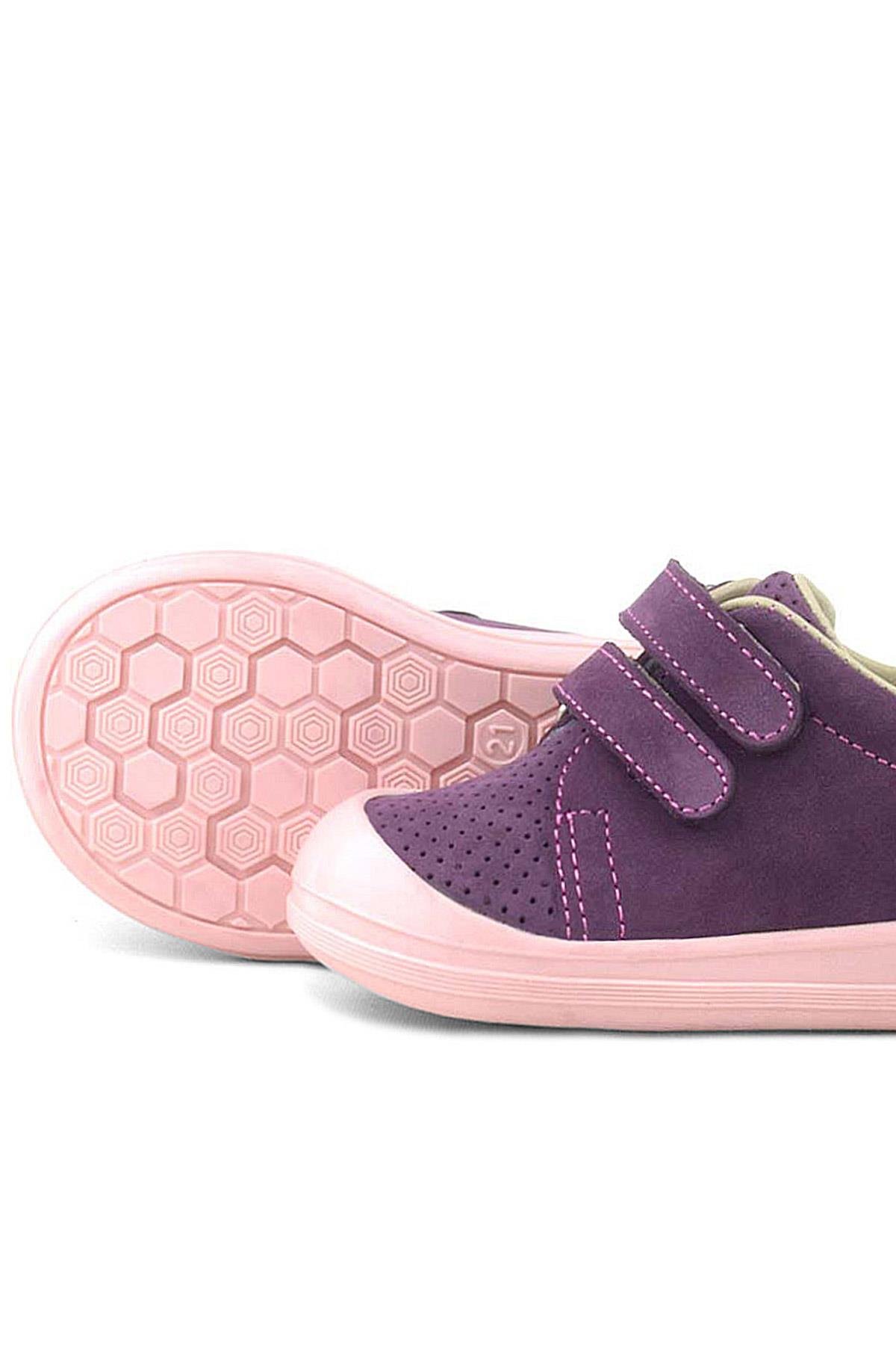 Rakerplus Sonic Hakiki Deri Mor Cırtlı Anatomik Bebek Spor Ayakkabı Sneaker