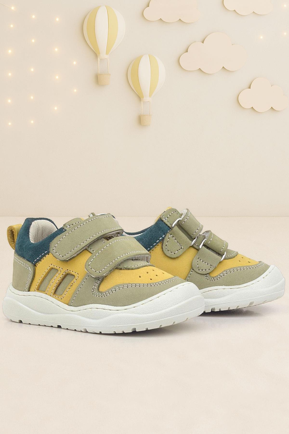 Rakerplus Schaggy Hakiki Deri Sarı Yeşil Bebek Spor Ayakkabı