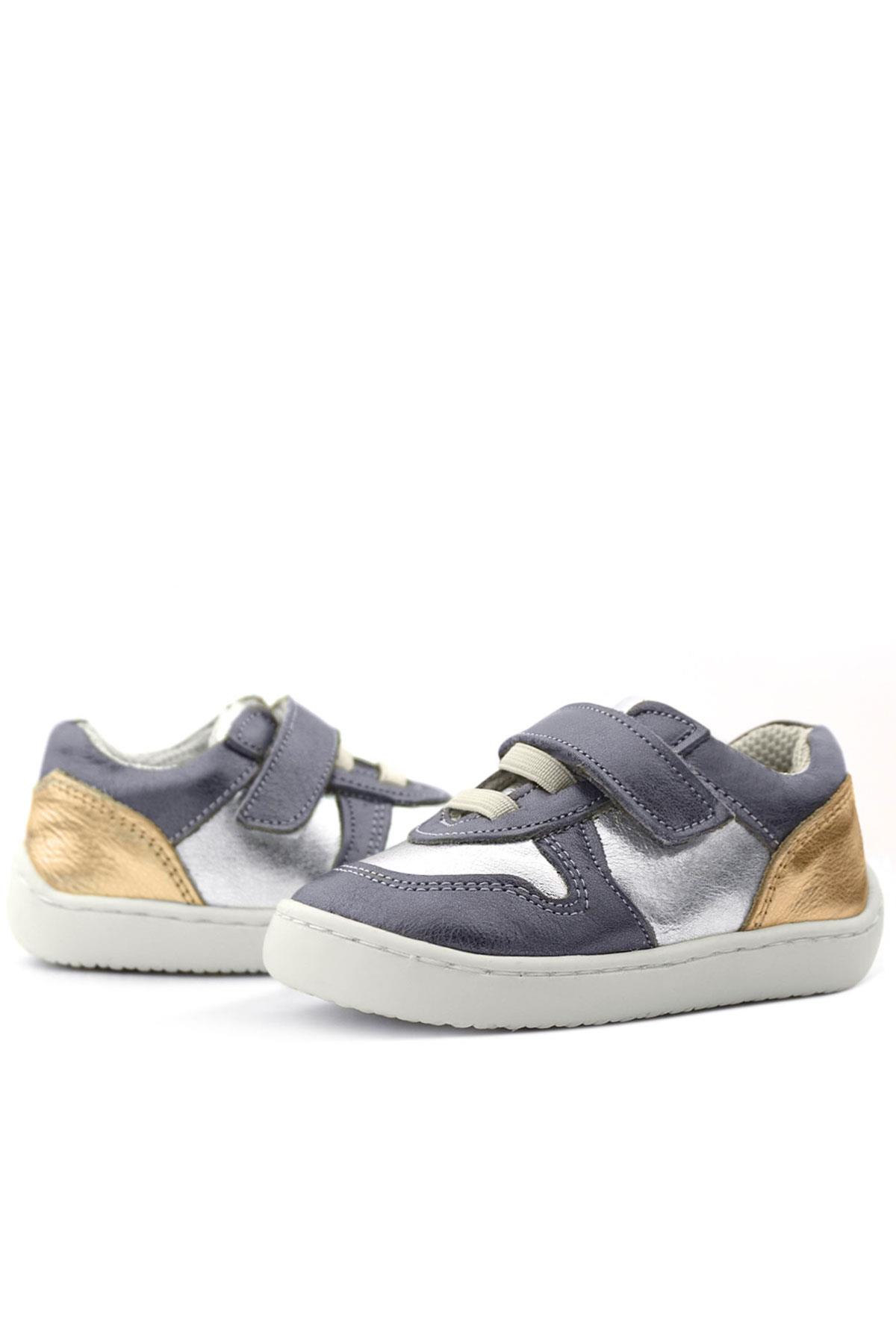 Rakerplus Bob Genuine Leather Platinum Silver Barefoot Velcro Elastic Baby Sneakers