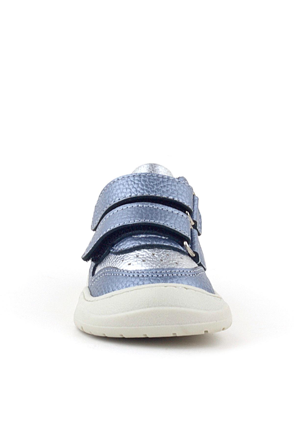 Rakerplus Schaggy Hakiki Deri Metalik Mavi Gümüş Bebek Spor Ayakkabı