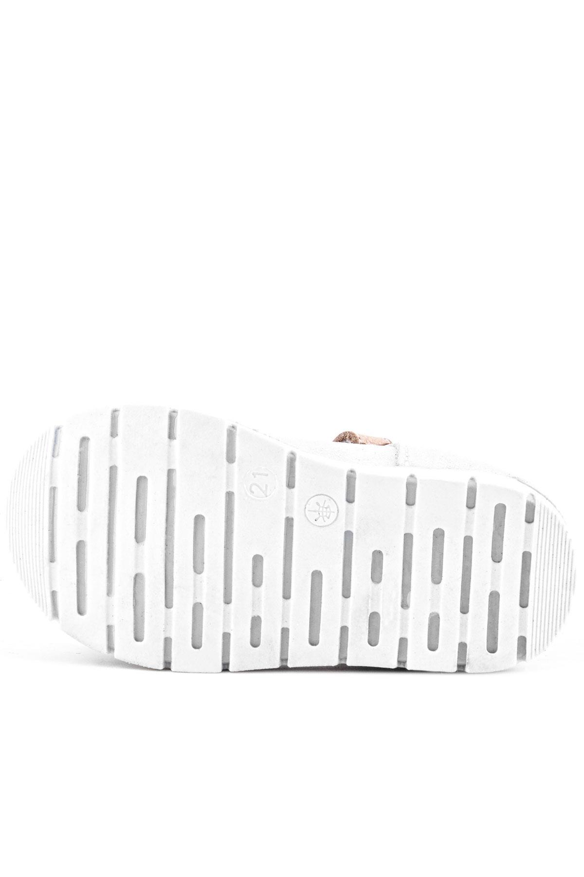 Rakerplus Hakiki Deri Gümüş Pudra Kız Bebek Babet Ayakkabı