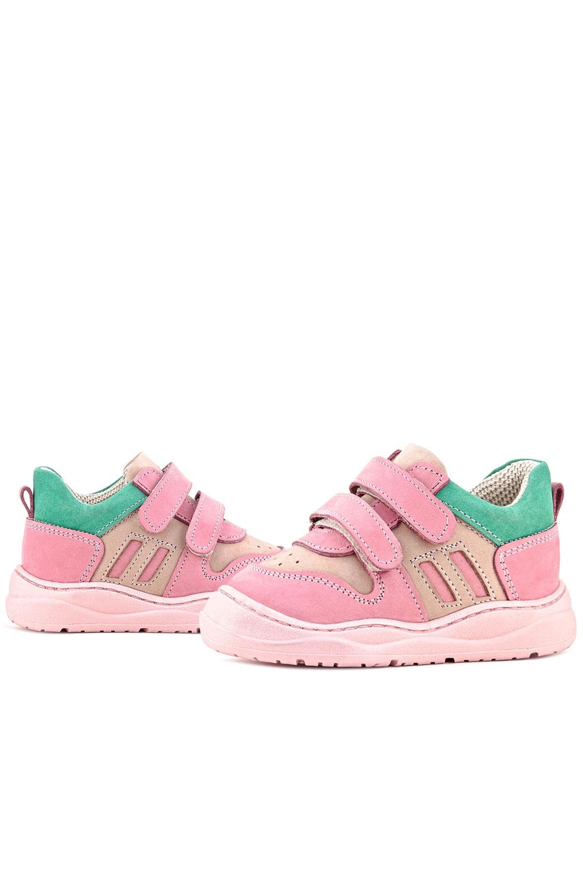Rakerplus Schaggy Hakiki Deri Pembe Yeşil Bebek Spor Ayakkabı