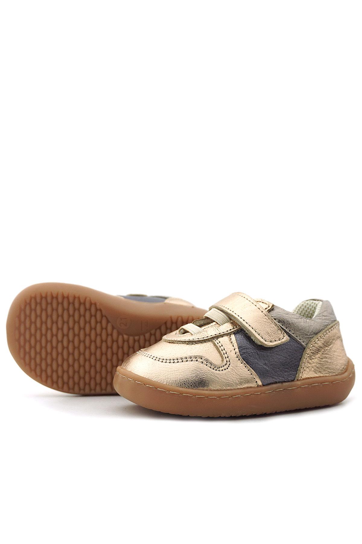 Rakerplus Bob Hakiki Deri Bakır Barefoot Cırtlı Lastikli Bebek Sneaker Ayakkabı