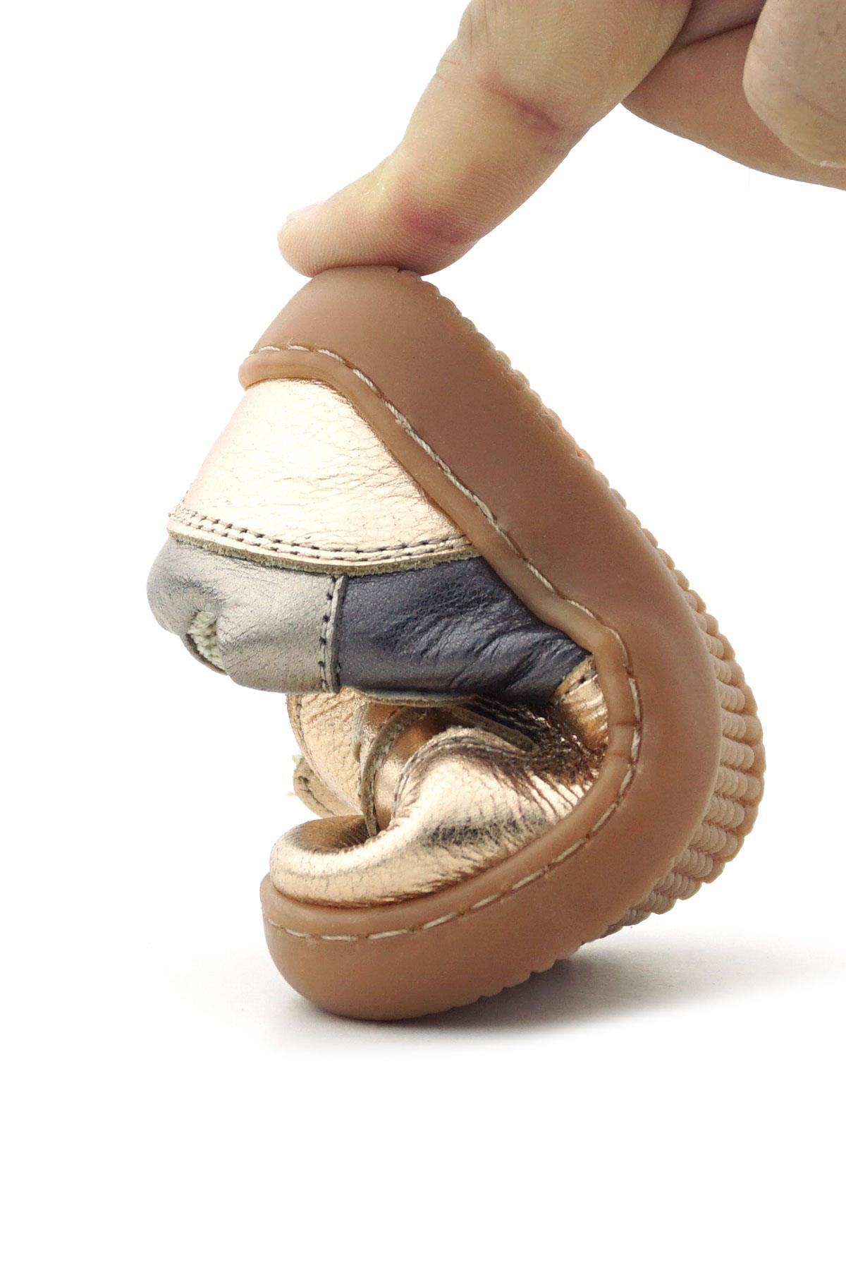 Rakerplus Bob Hakiki Deri Bakır Barefoot Cırtlı Lastikli Bebek Sneaker Ayakkabı