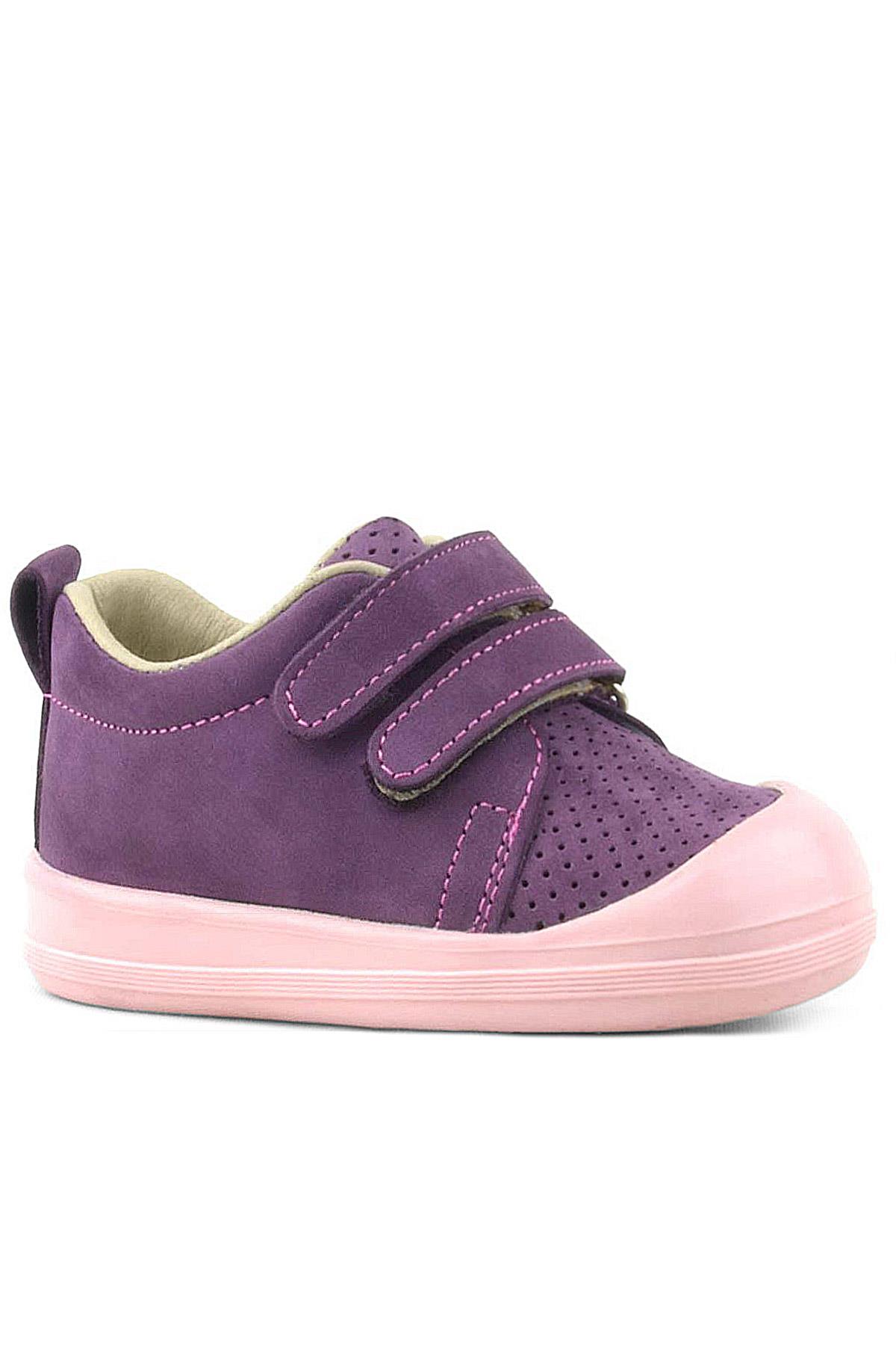 Rakerplus Sonic Hakiki Deri Mor Cırtlı Anatomik Bebek Spor Ayakkabı Sneaker
