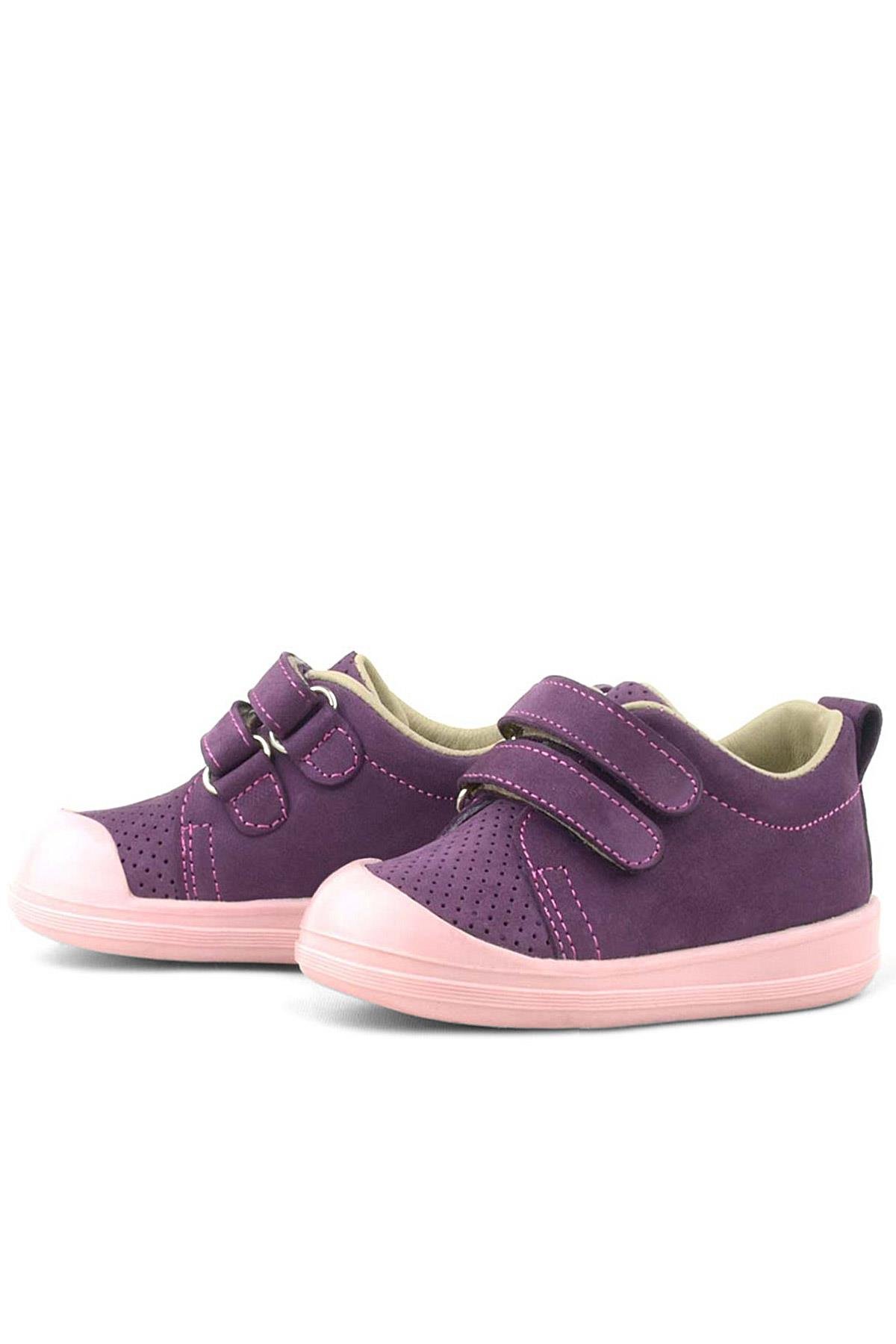 Rakerplus Sonic Hakiki Deri Mor Cırtlı Anatomik Bebek Spor Ayakkabı Sneaker