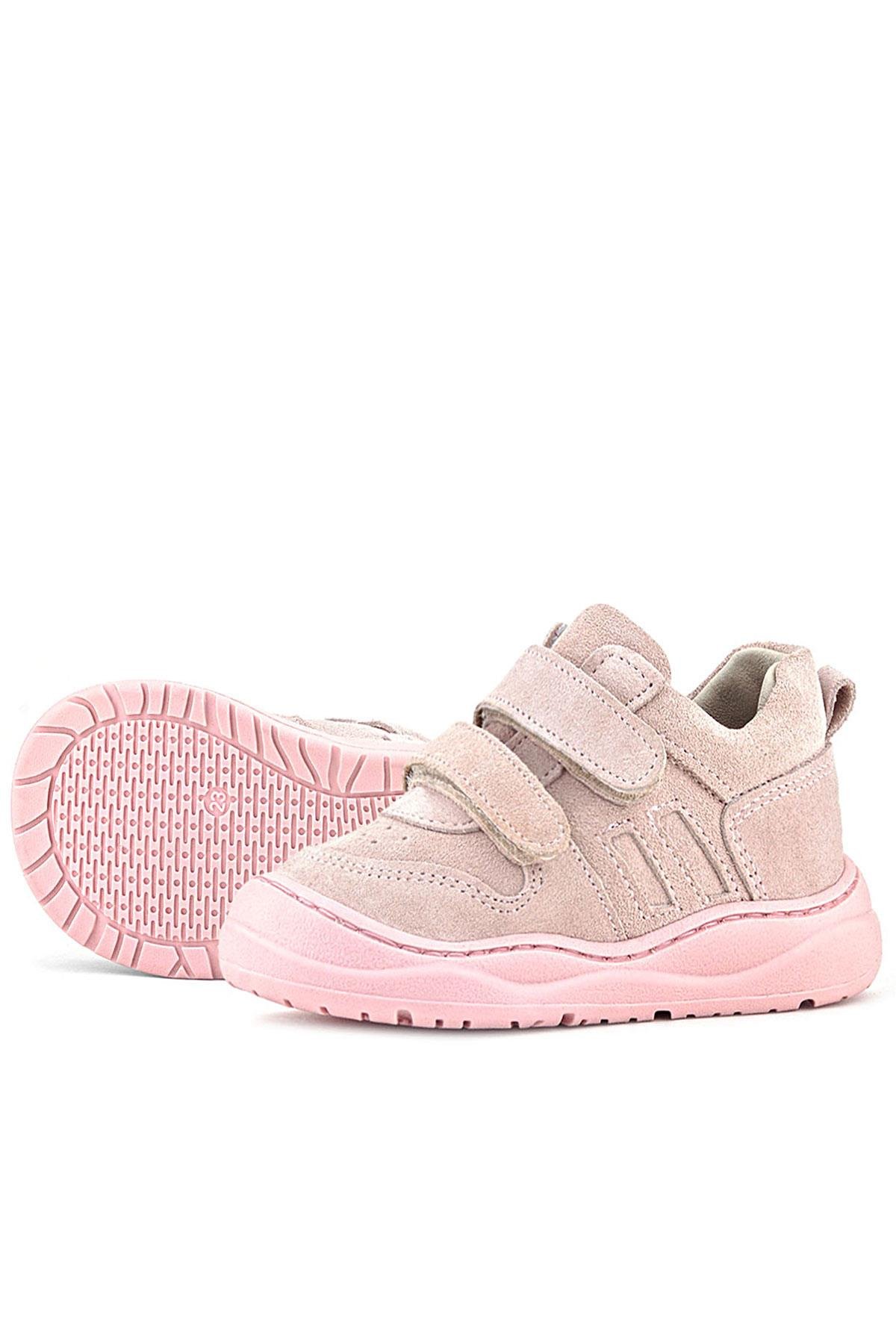 Rakerplus Schaggy Hakiki Deri Pudra Pembe Cırtlı Bebek Spor Ayakkabı