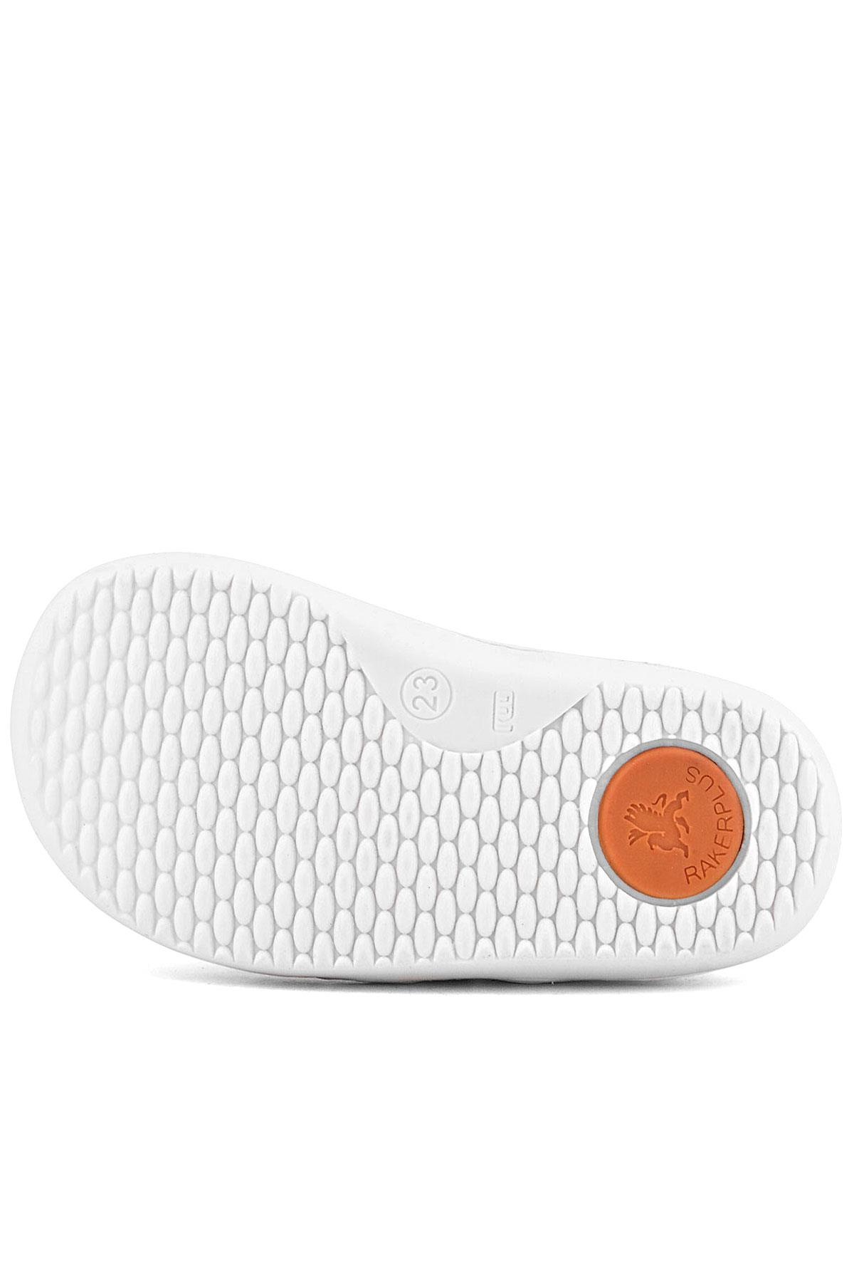 Rakerplus Bob Hakiki Deri Beyaz Barefoot Beyaz Tabanlı Cırtlı Bebek Sneaker Ayakkabı