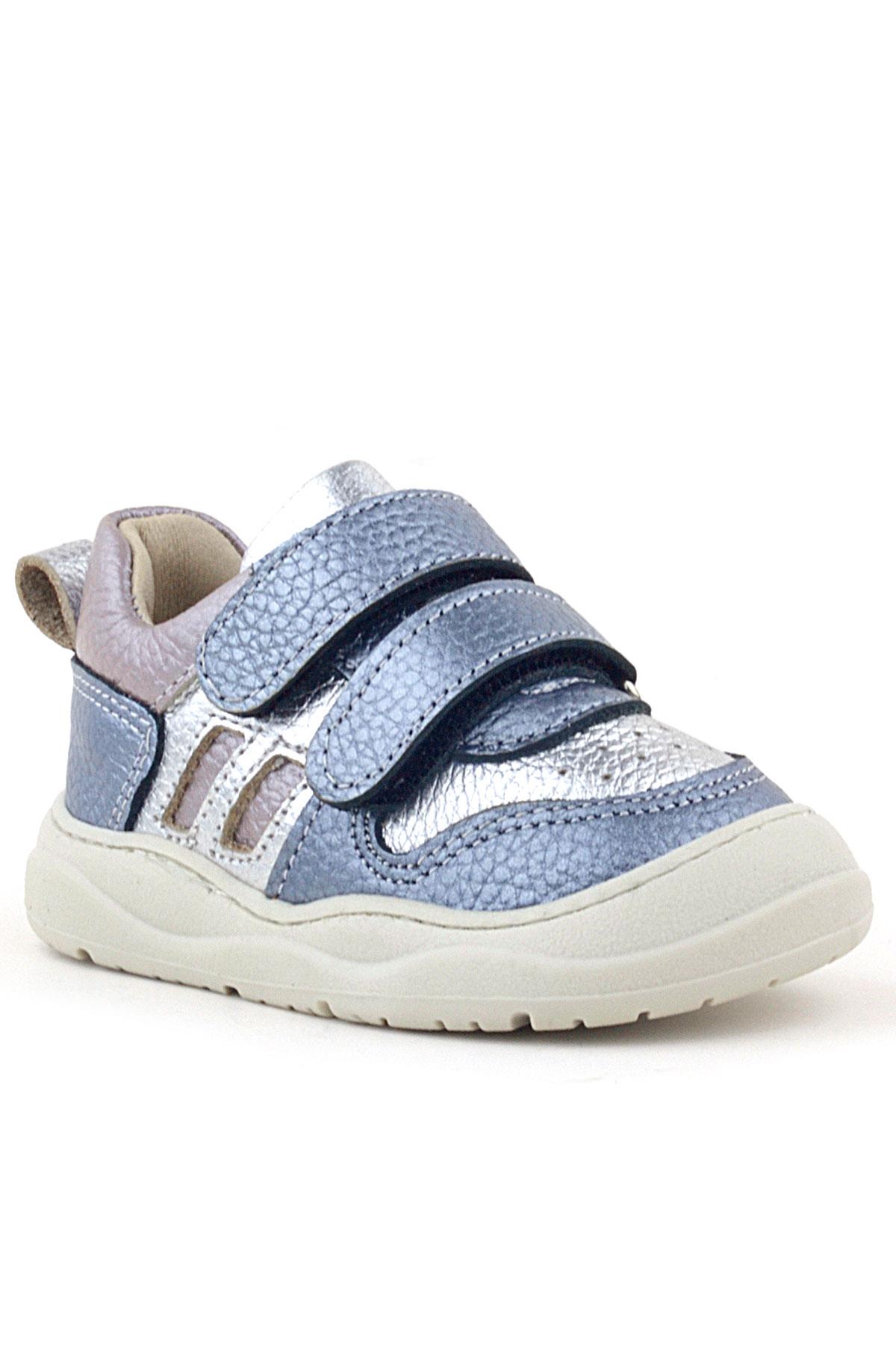 Rakerplus Schaggy Hakiki Deri Metalik Mavi Gümüş Bebek Spor Ayakkabı