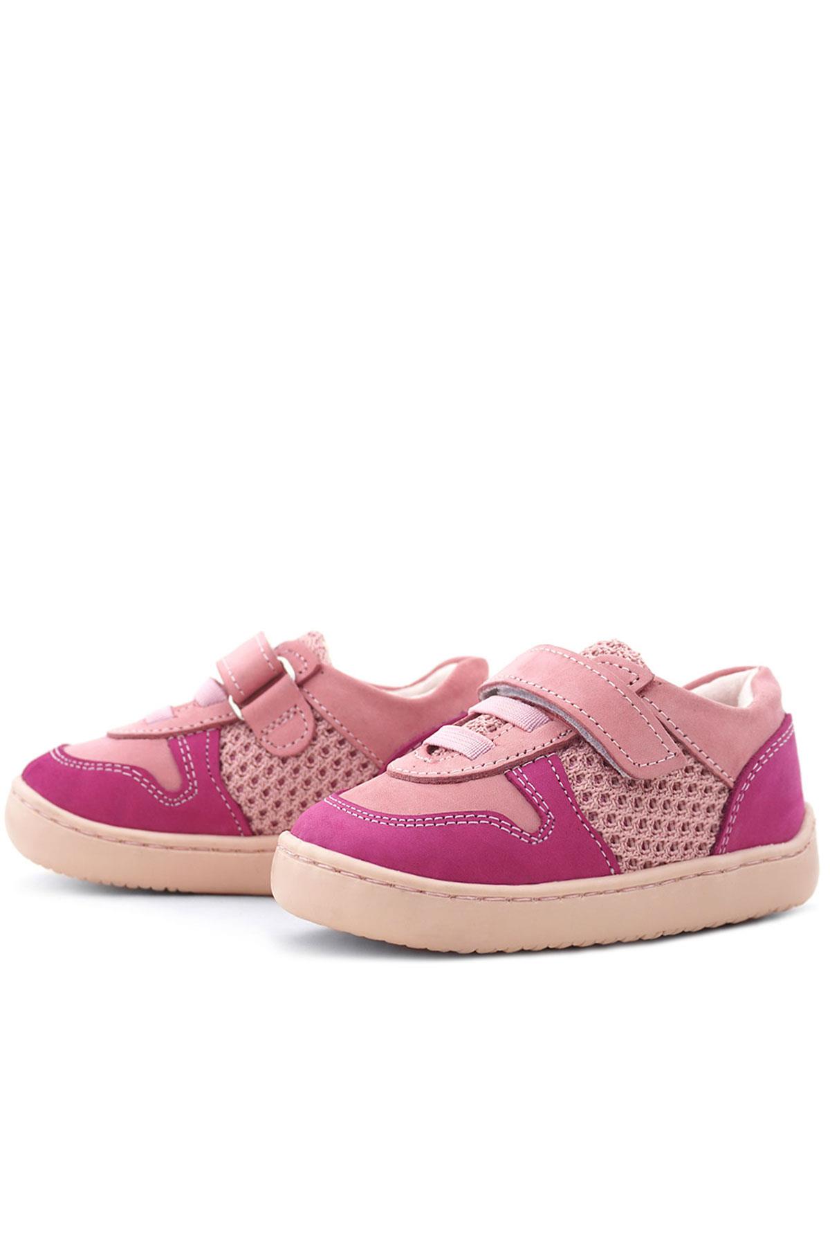 Rakerplus Bob Genuine Leather Pink Barefoot Velcro Elastic Baby Sneakers