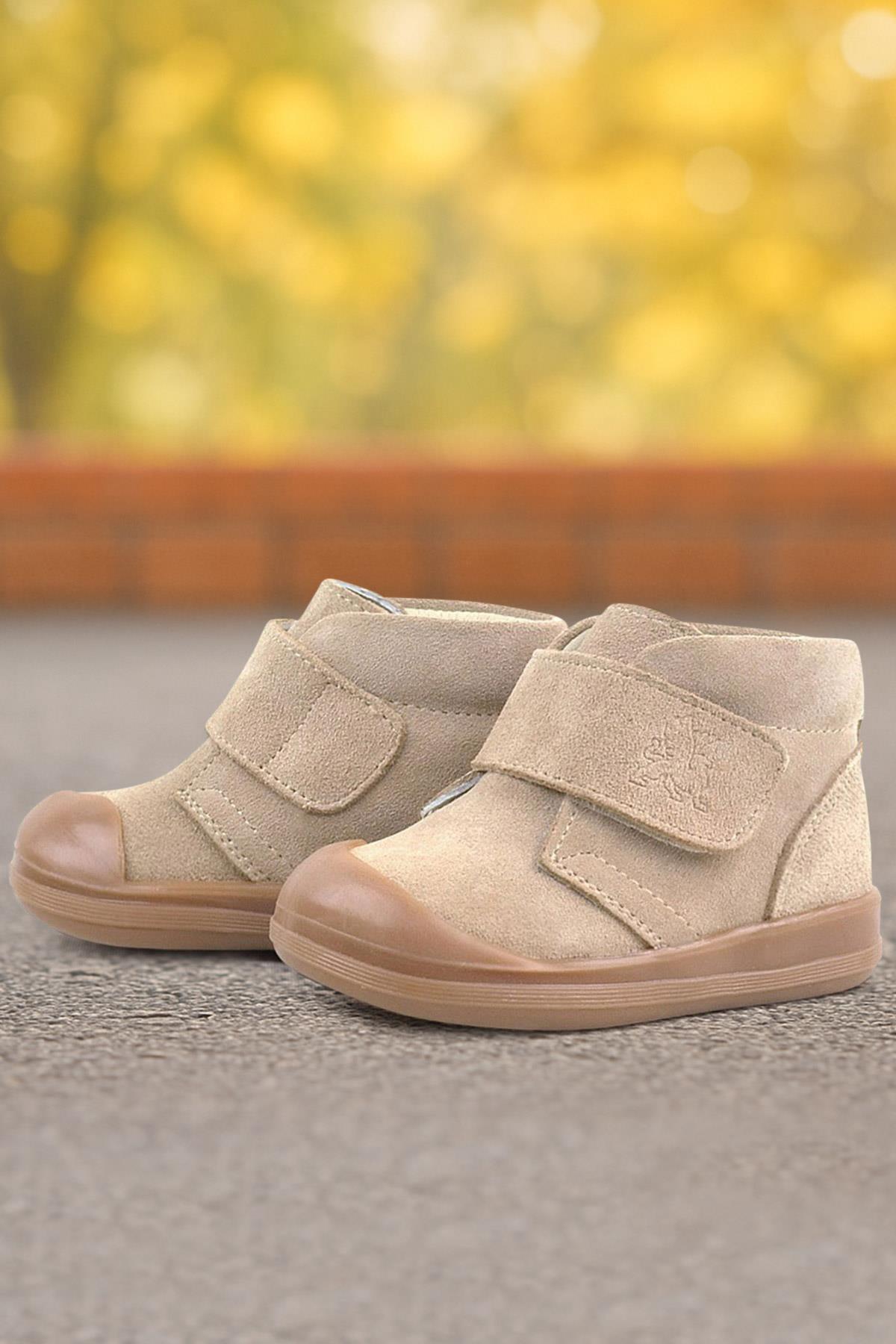 Rakerplus Yoohoo Genuine Leather Beige Unisex Baby Boots