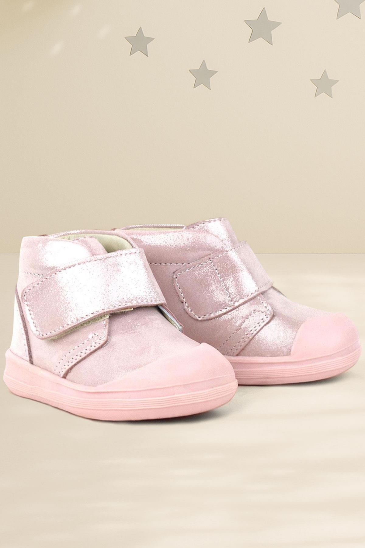 Rakerplus Yoohoo Hakiki Deri Pembe Simli Cırtlı Kız Bebek Bot