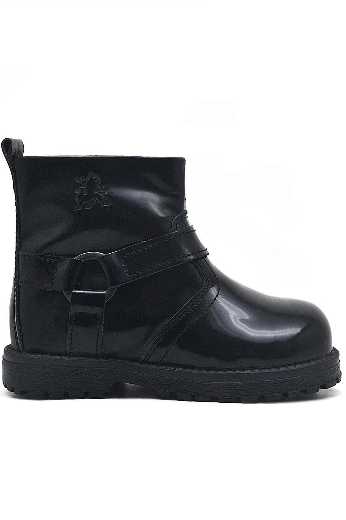 Rakerplus Genuine Leather black patent leather Zippered Girls Kids Boots