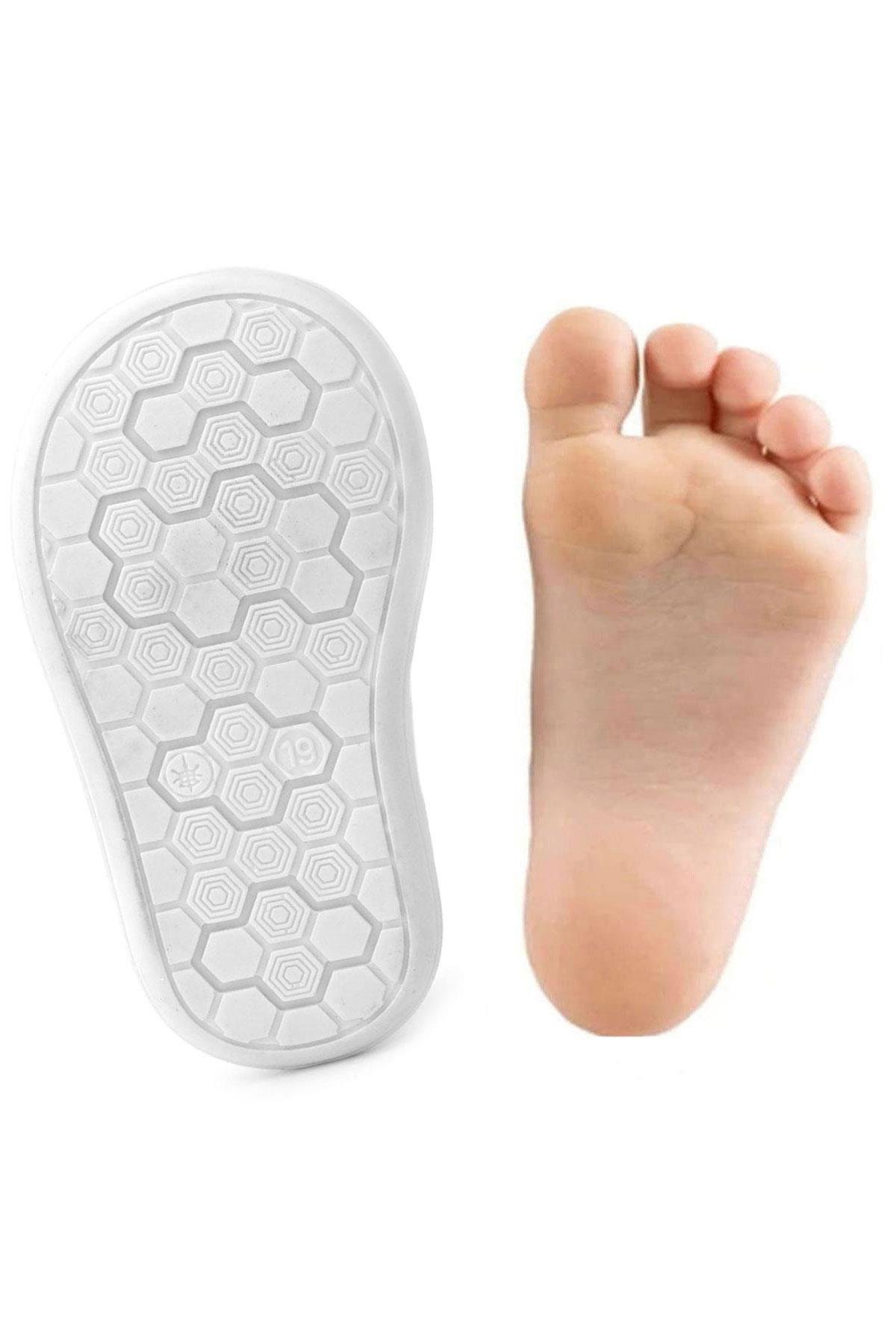 Rakerplus Yoohoo Hakiki Deri Beyaz Simli Cırtlı Unisex Bebek Bot