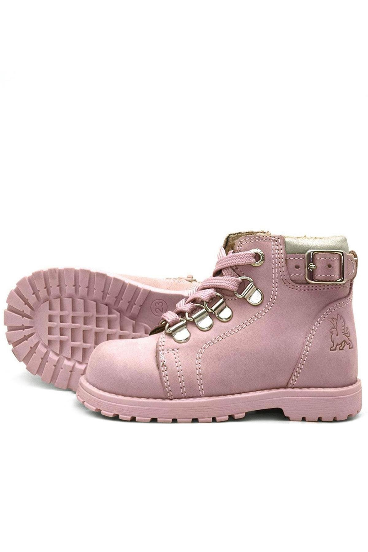 Rakerplus Griffon Hakiki Deri Pembe Fermuarlı Kışlık Kız Bebek Bot