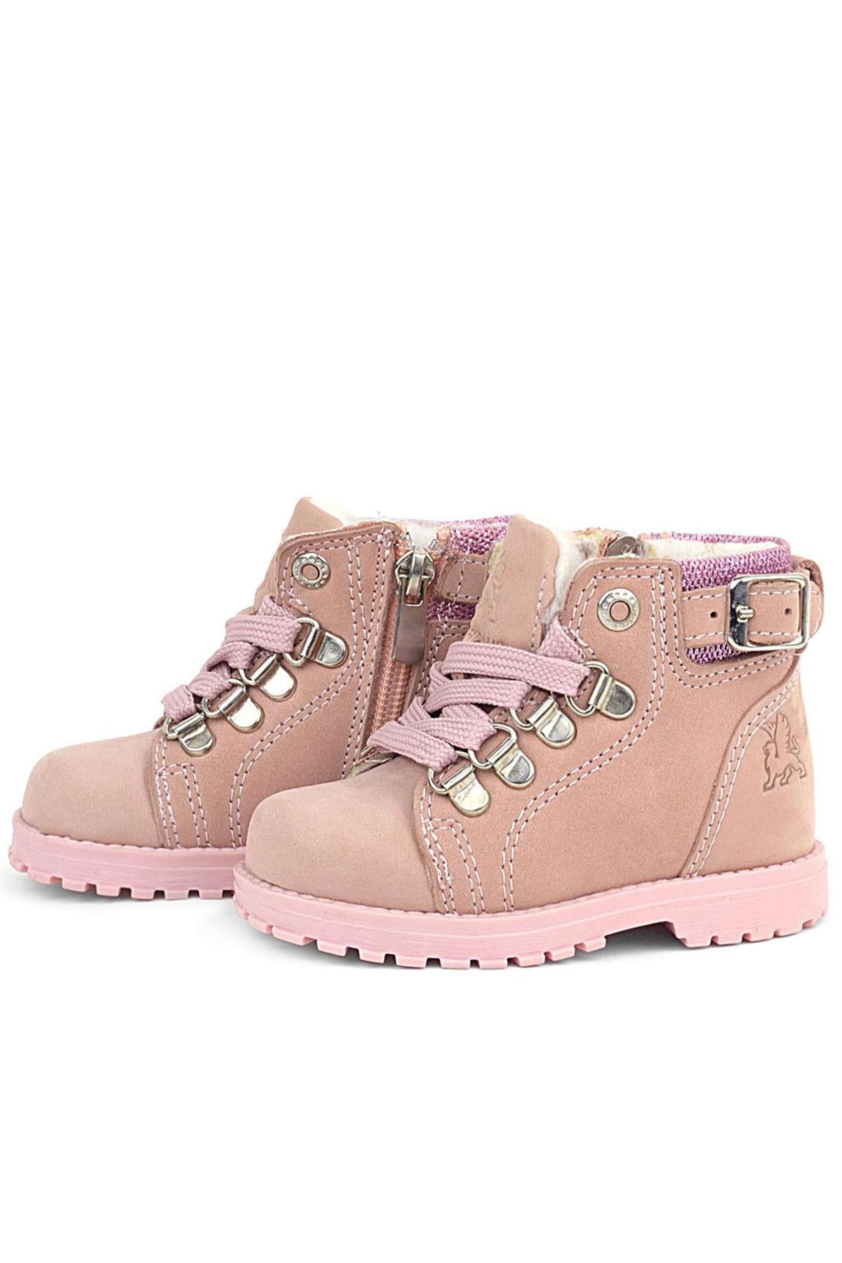 Rakerplus Griffon Genuine Leather Pink Shiny Zippered Girls Baby Boots