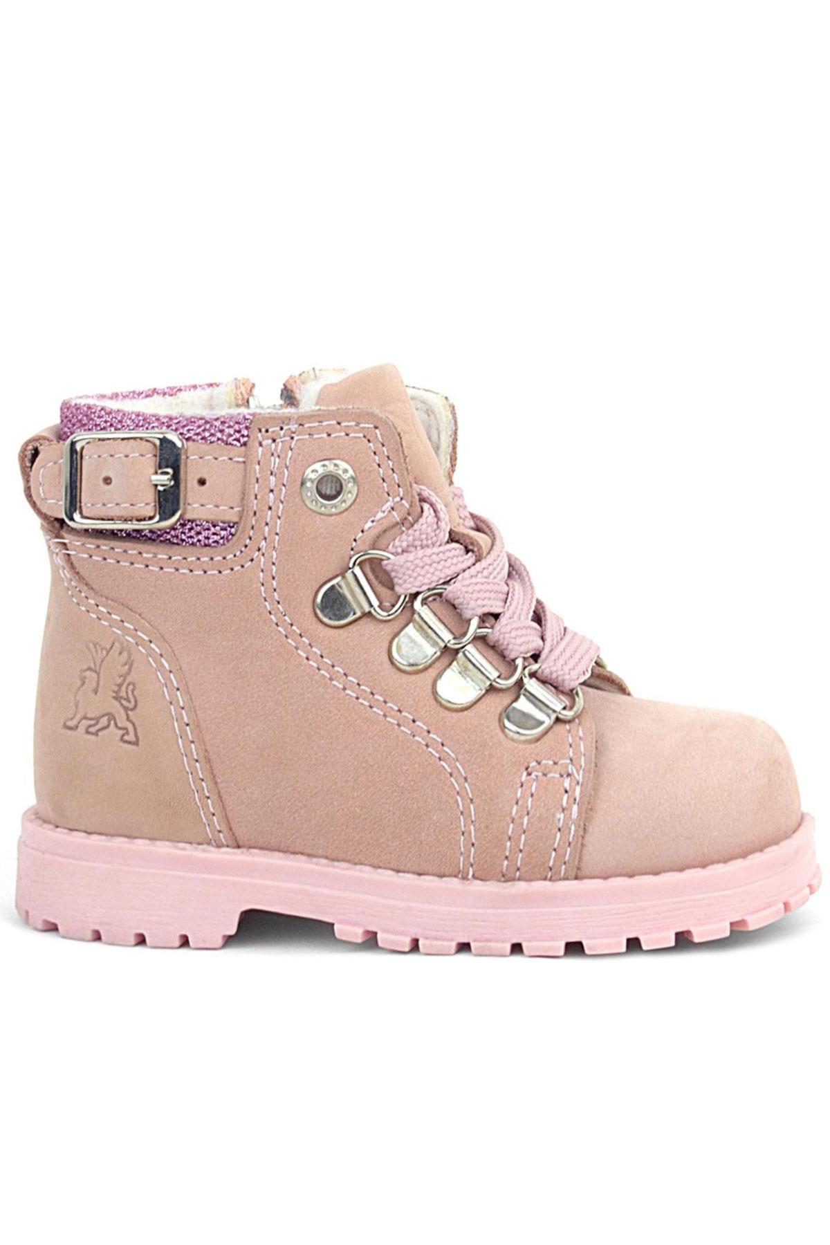 Rakerplus Griffon Genuine Leather Pink Shiny Zippered Girls Baby Boots