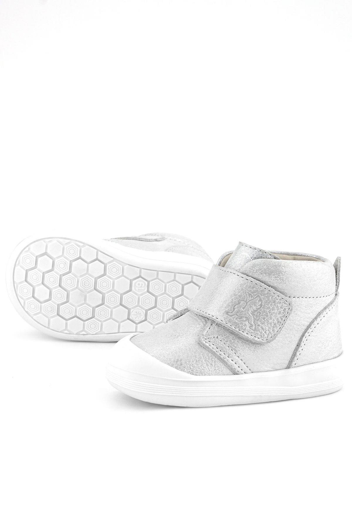 Rakerplus Yoohoo Hakiki Deri Beyaz Simli Cırtlı Unisex Bebek Bot