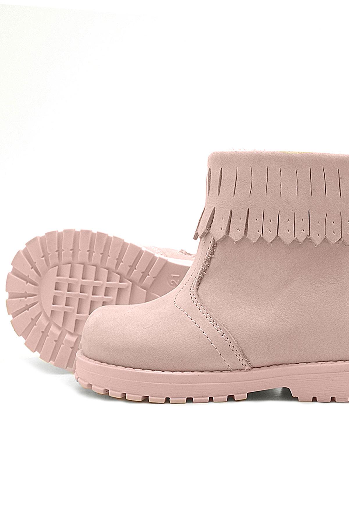 Rakerplus Zippered Real Leather Pink Baby Girl Chiron Ankle Boots