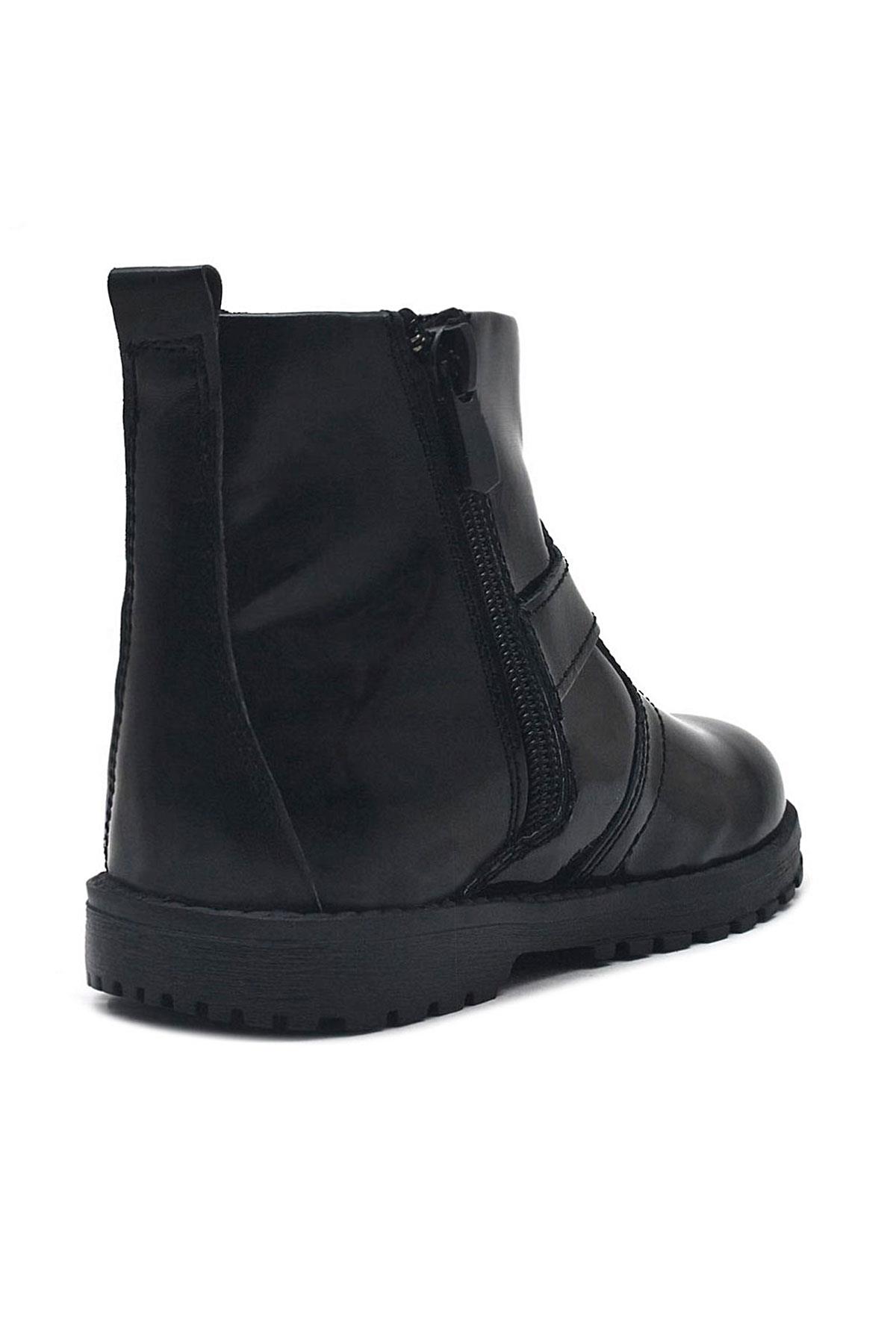 Rakerplus Genuine Leather black patent leather Zippered Girls Kids Boots