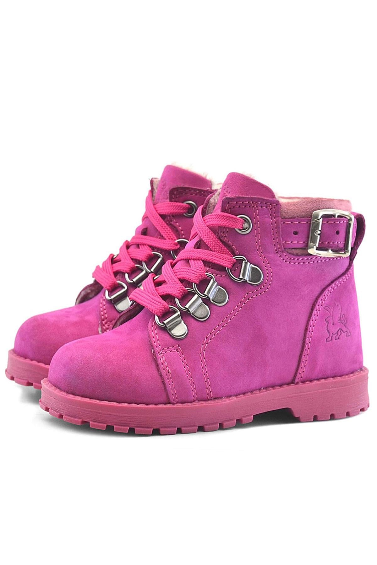 Rakerplus Griffon Zippered Genuine Leather Pink Baby Girl Winter Boots