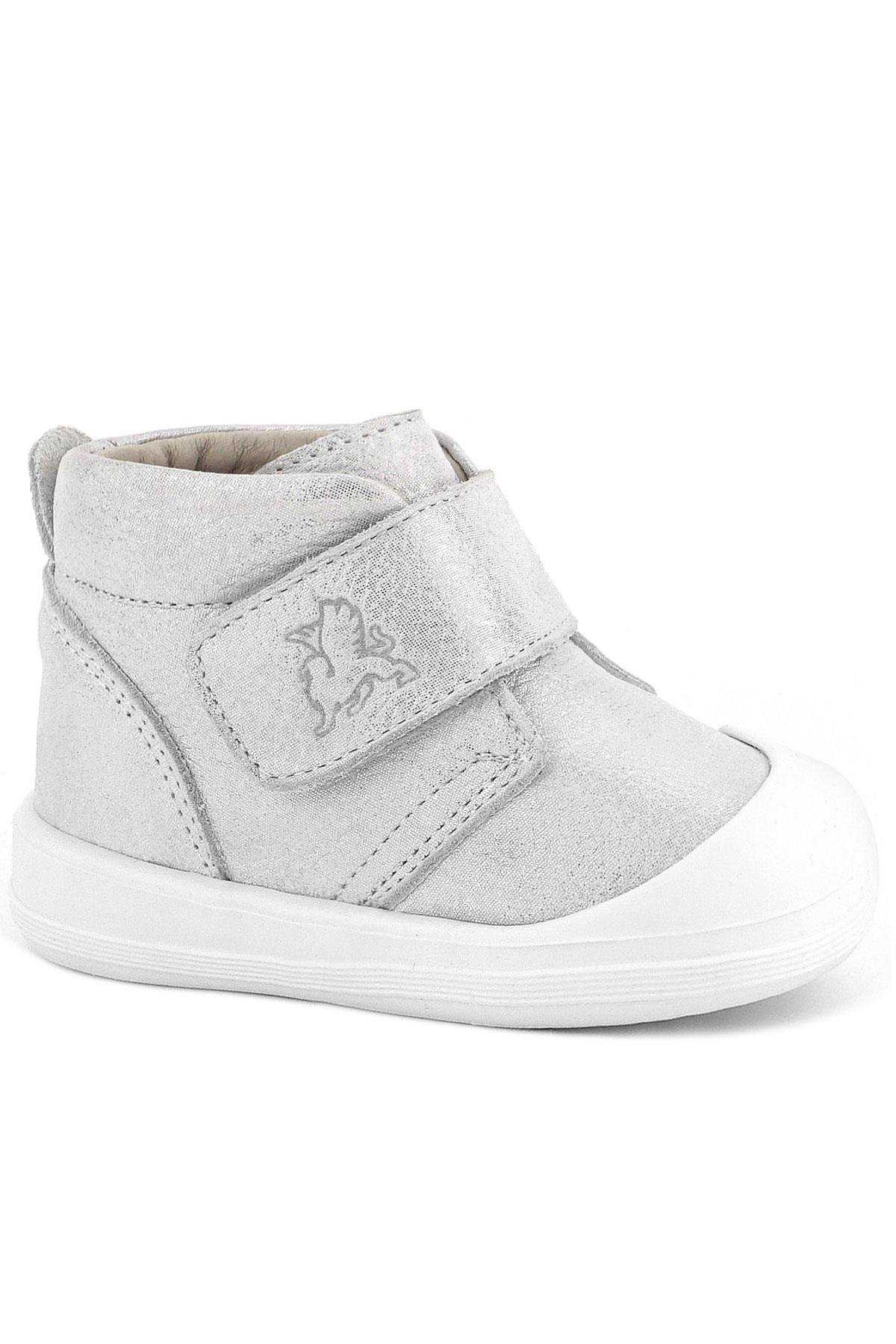 Rakerplus Yoohoo Hakiki Deri Beyaz Simli Cırtlı Unisex Bebek Bot