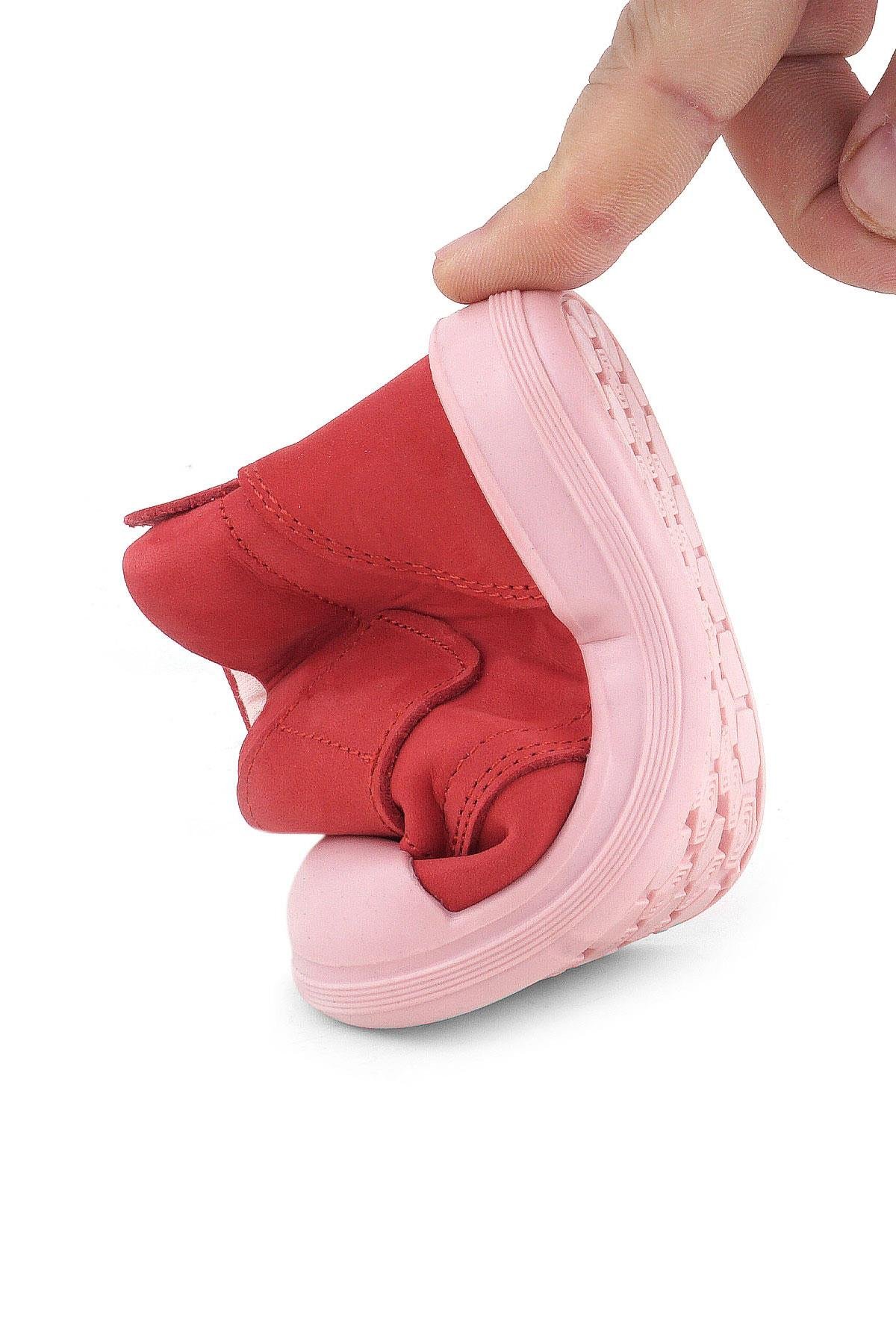 Rakerplus Yoohoo Hakiki Deri Nar Çiçeği Pembe Cırtlı Kız Bebek Bot