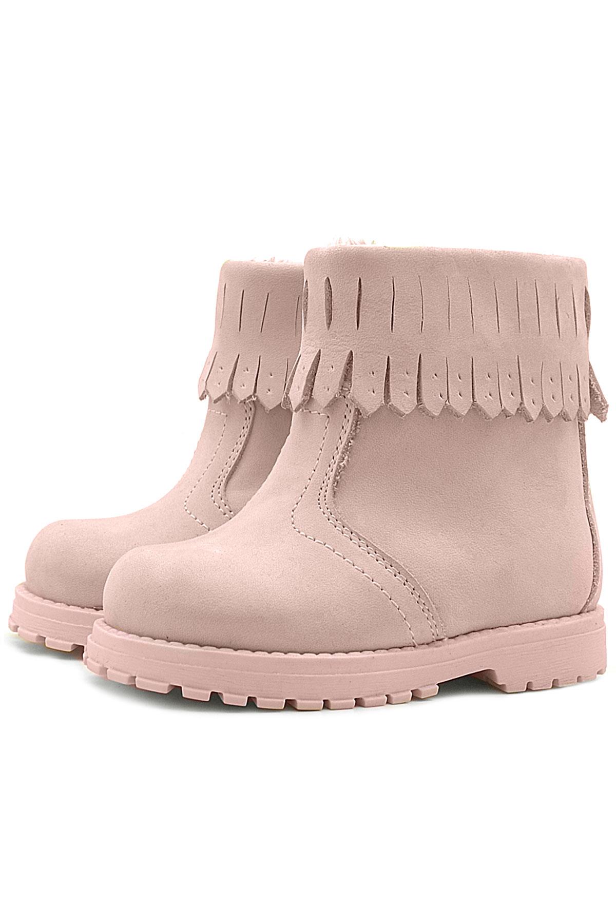 Rakerplus Zippered Real Leather Pink Baby Girl Chiron Ankle Boots