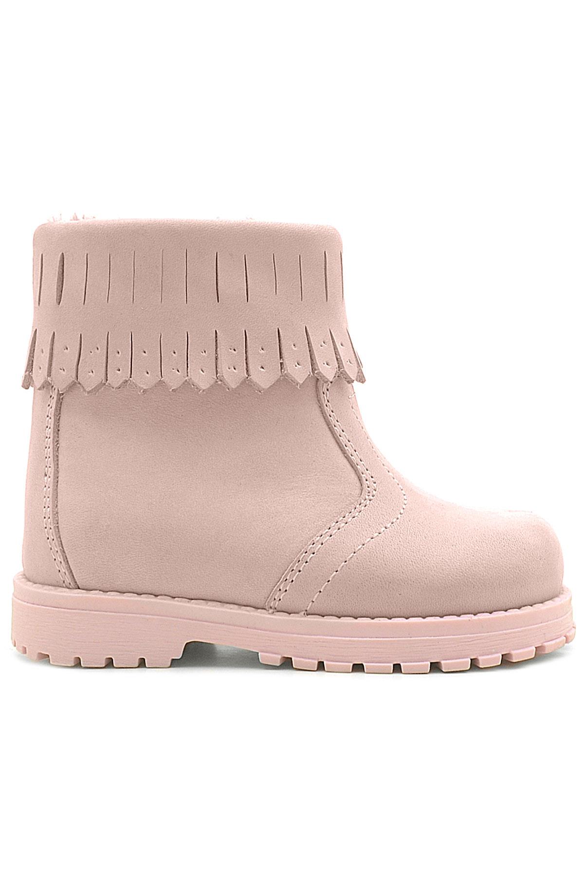 Rakerplus Zippered Real Leather Pink Baby Girl Chiron Ankle Boots