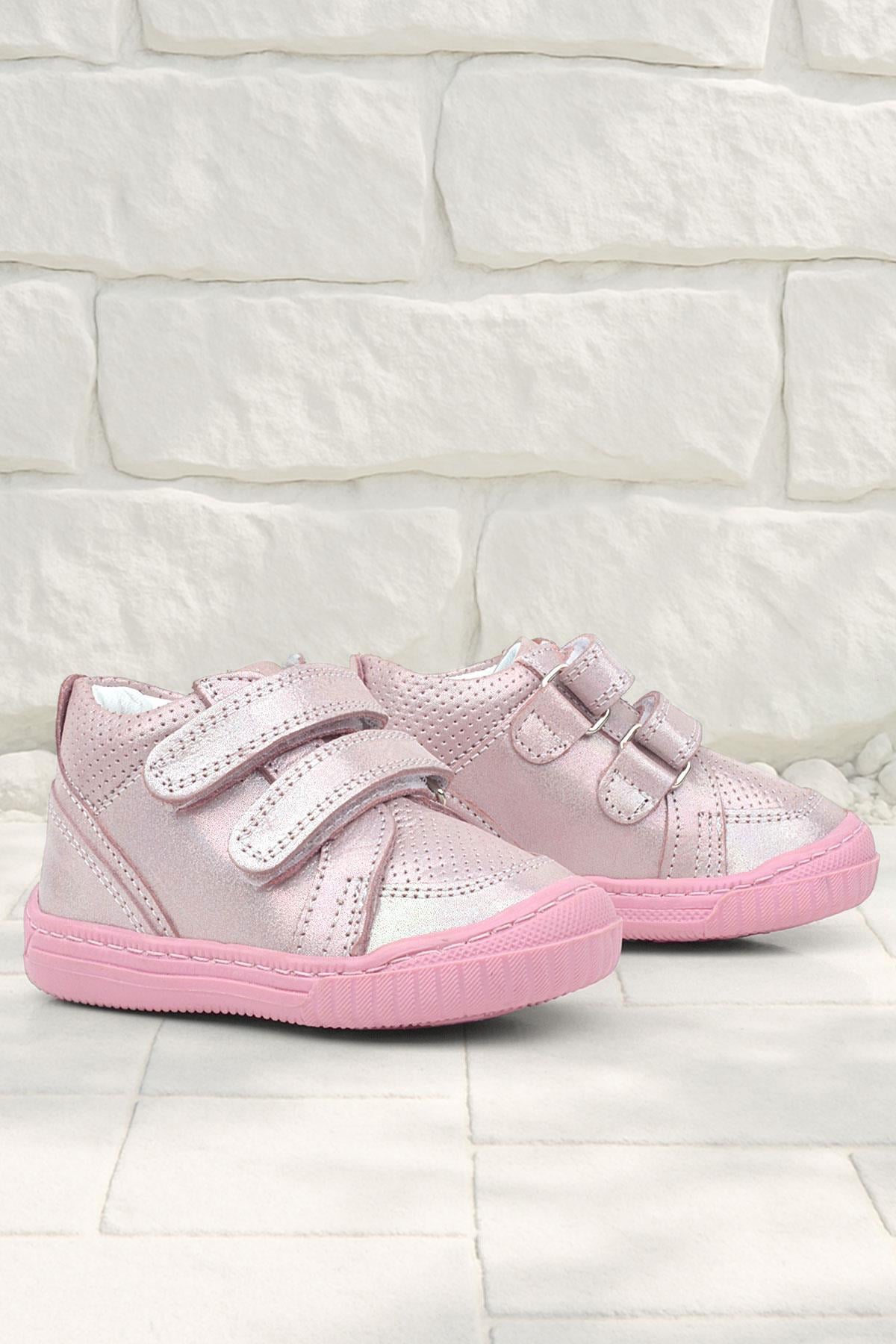 Rakerplus Raya Genuine Leather Pink Glittery Velcro Baby Girl Boots
