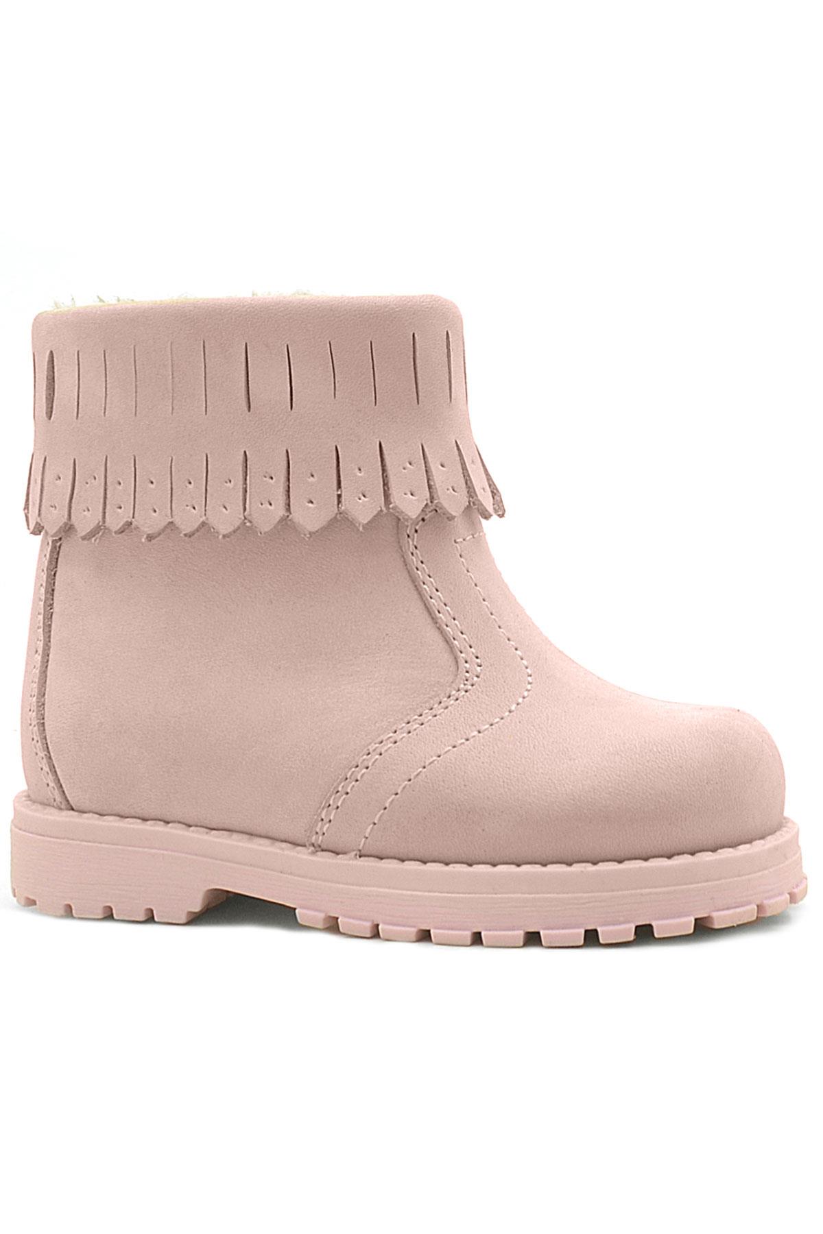 Rakerplus Zippered Real Leather Pink Baby Girl Chiron Ankle Boots