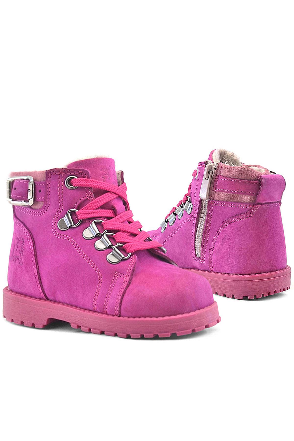 Rakerplus Griffon Zippered Genuine Leather Pink Baby Girl Winter Boots
