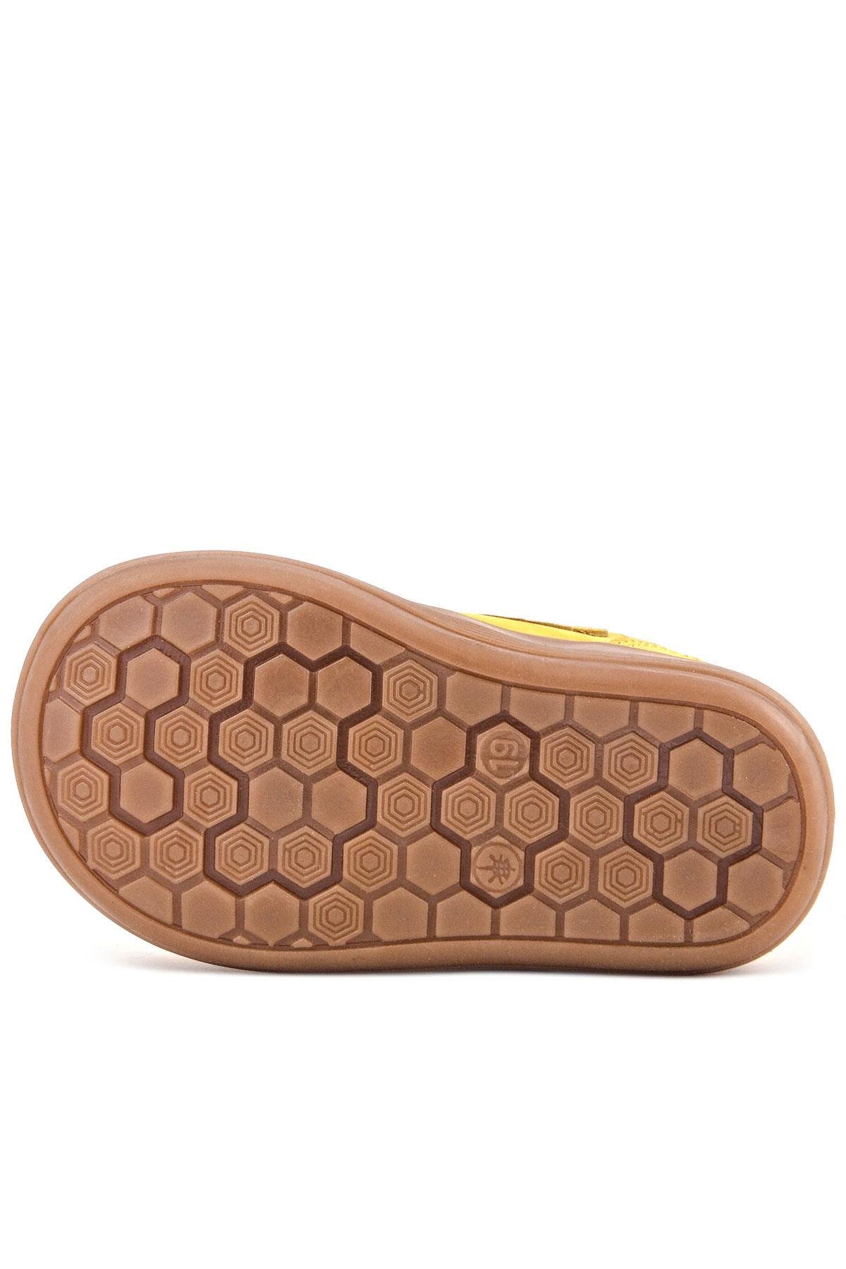 Rakerplus Yoohoo Hakiki Deri Sarı Cırtlı Papatya Detaylı Unisex Bebek Bot