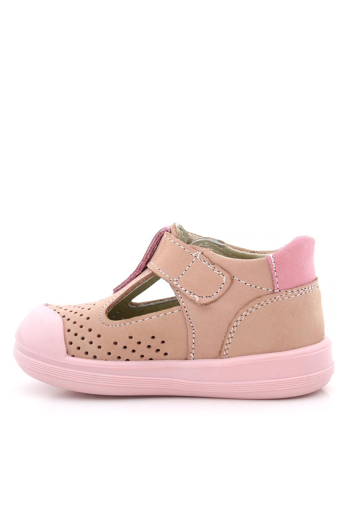 Rakerplus Shaun Hakiki Deri Pudra Pembe Cırtlı Anatomik Bebek Sandalet