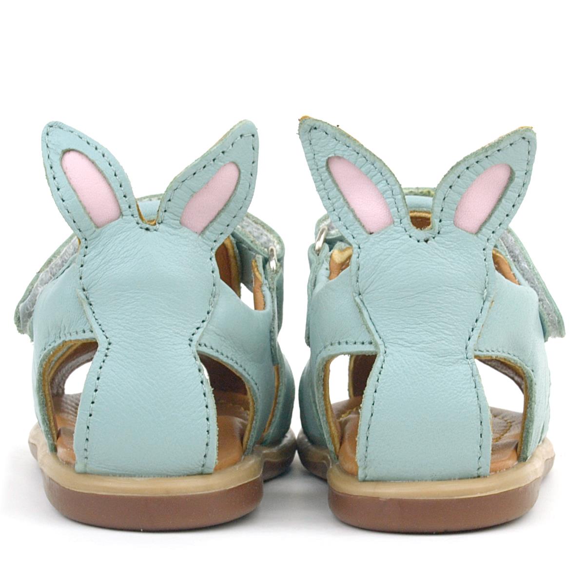 Rakerplus Bunny Hakiki Deri Turkuaz Cırtlı Bebek Sandalet