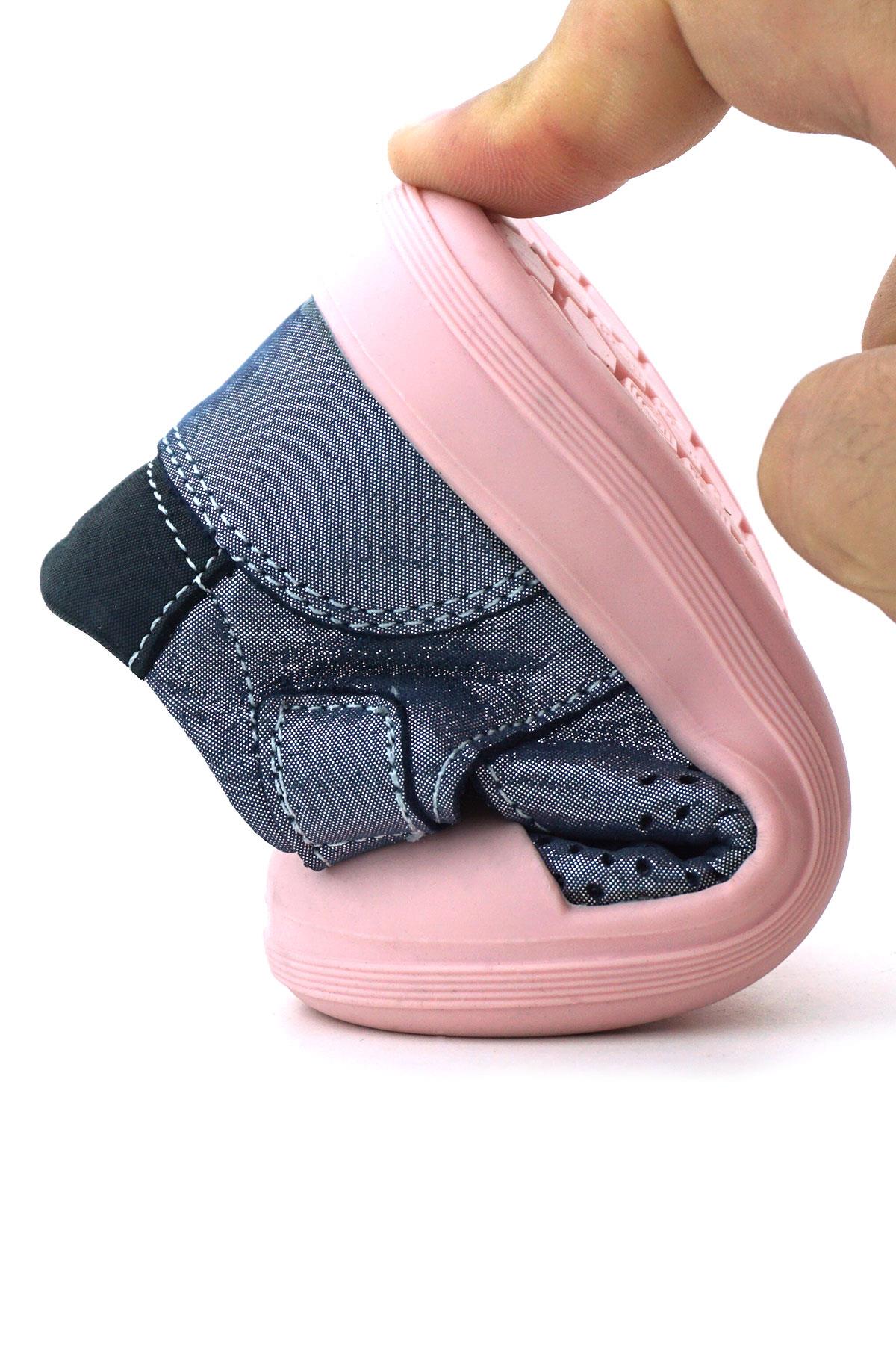 Rakerplus Shaun Hakiki Deri Lacivert Simli Cırtlı Anatomik Bebek Sandalet