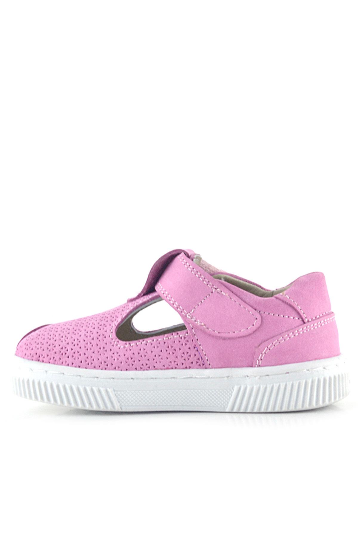 Rakerplus Bheem Hakiki Deri Pembe Cırtlı Yıldız Detaylı Bebek Sandalet