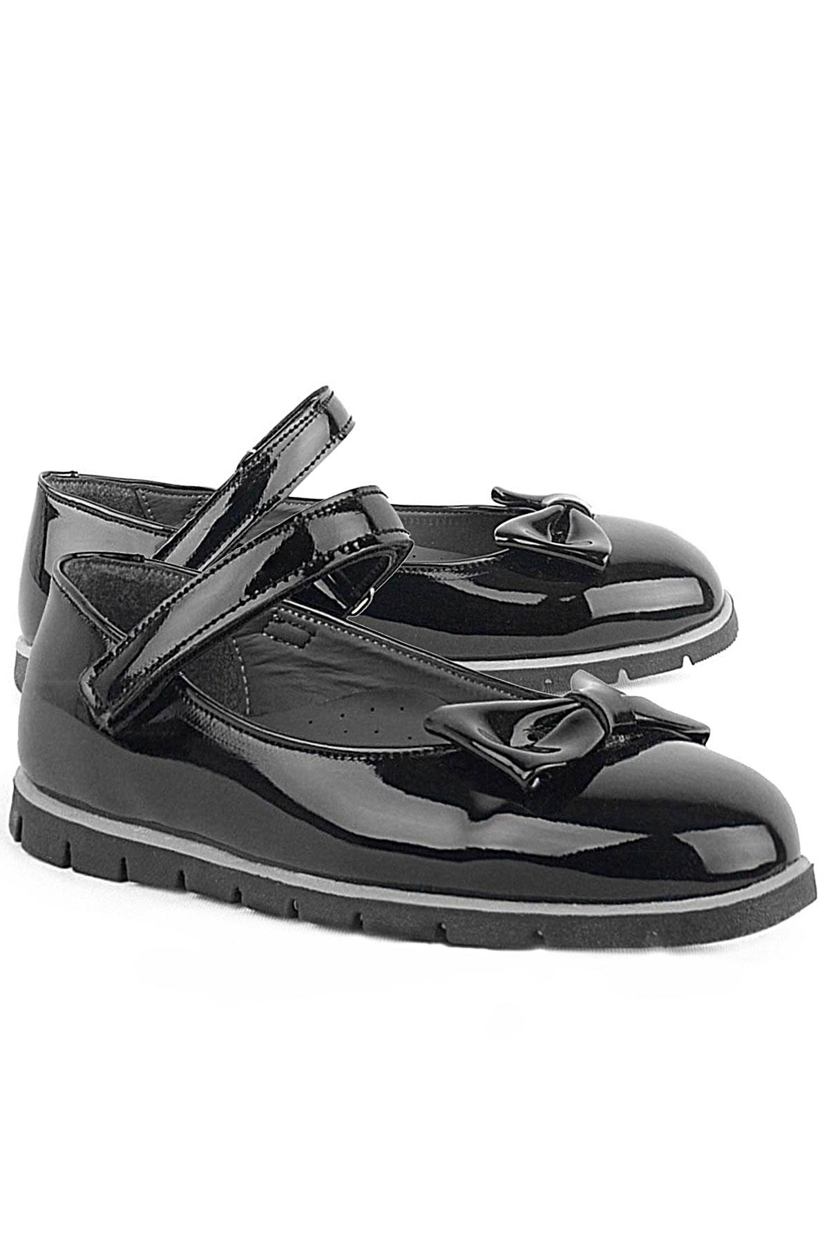 Rakerplus Siyah Rugan Fiyonklu Cırtlı Kız Çocuk Babet