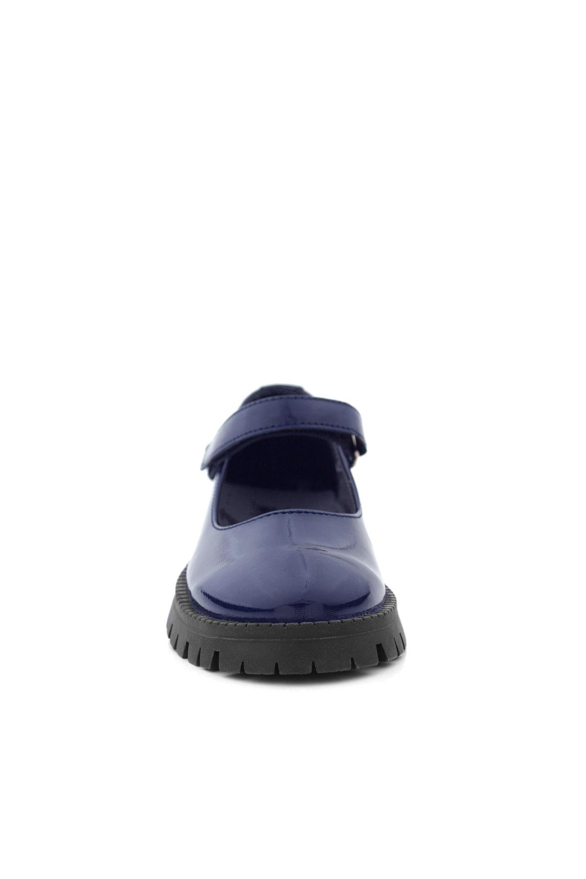 Rakerplus Lacivert Rugan Cırtlı Kalın Tabanlı Kız Çocuk Okul Ayakkabısı