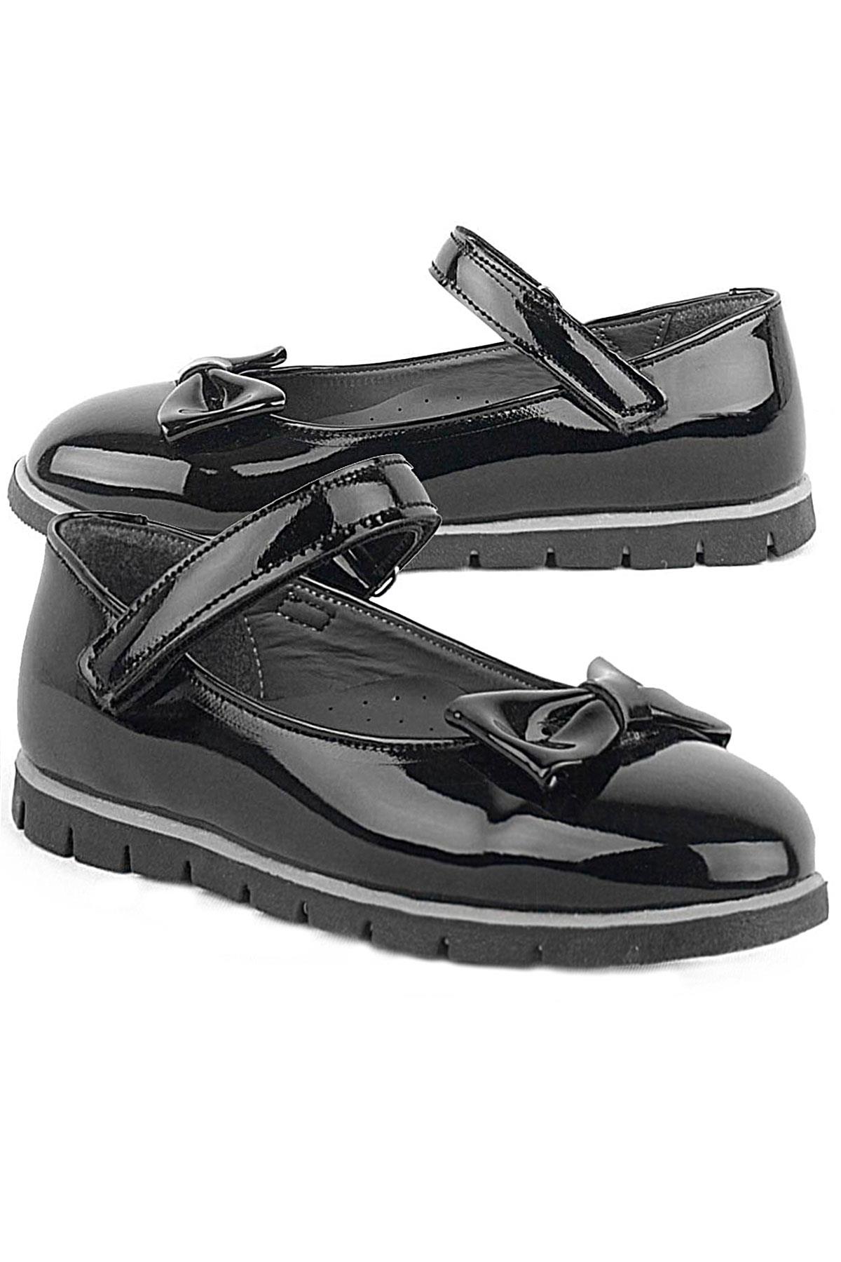 Rakerplus Siyah Rugan Fiyonklu Cırtlı Kız Çocuk Babet