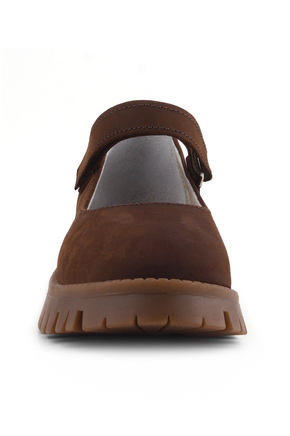 Doğal Gerçek Deri Kahverengi Kız Çocuk Babet Ayakkabı