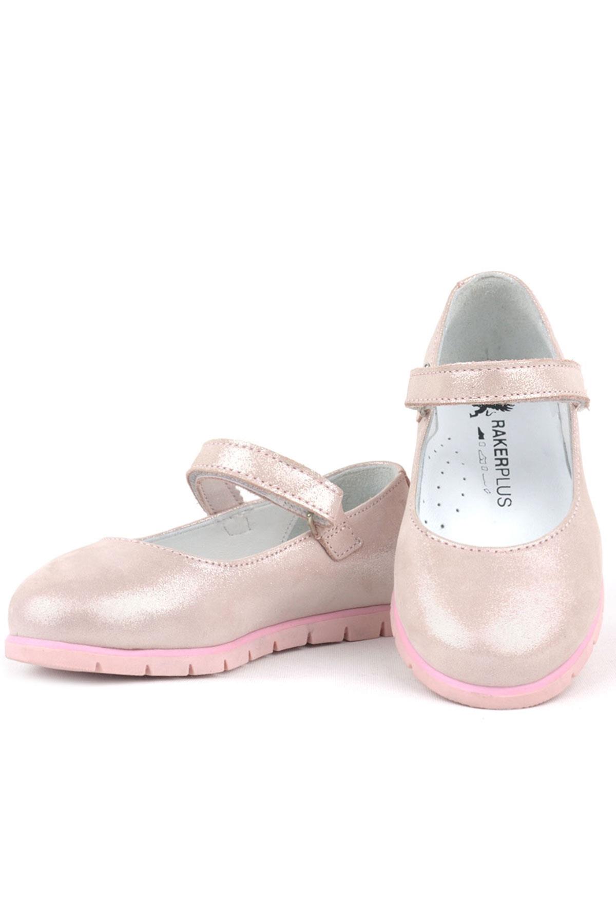 Rakerplus Genuine Leather Pink Ballerina Girls Flat Shoes