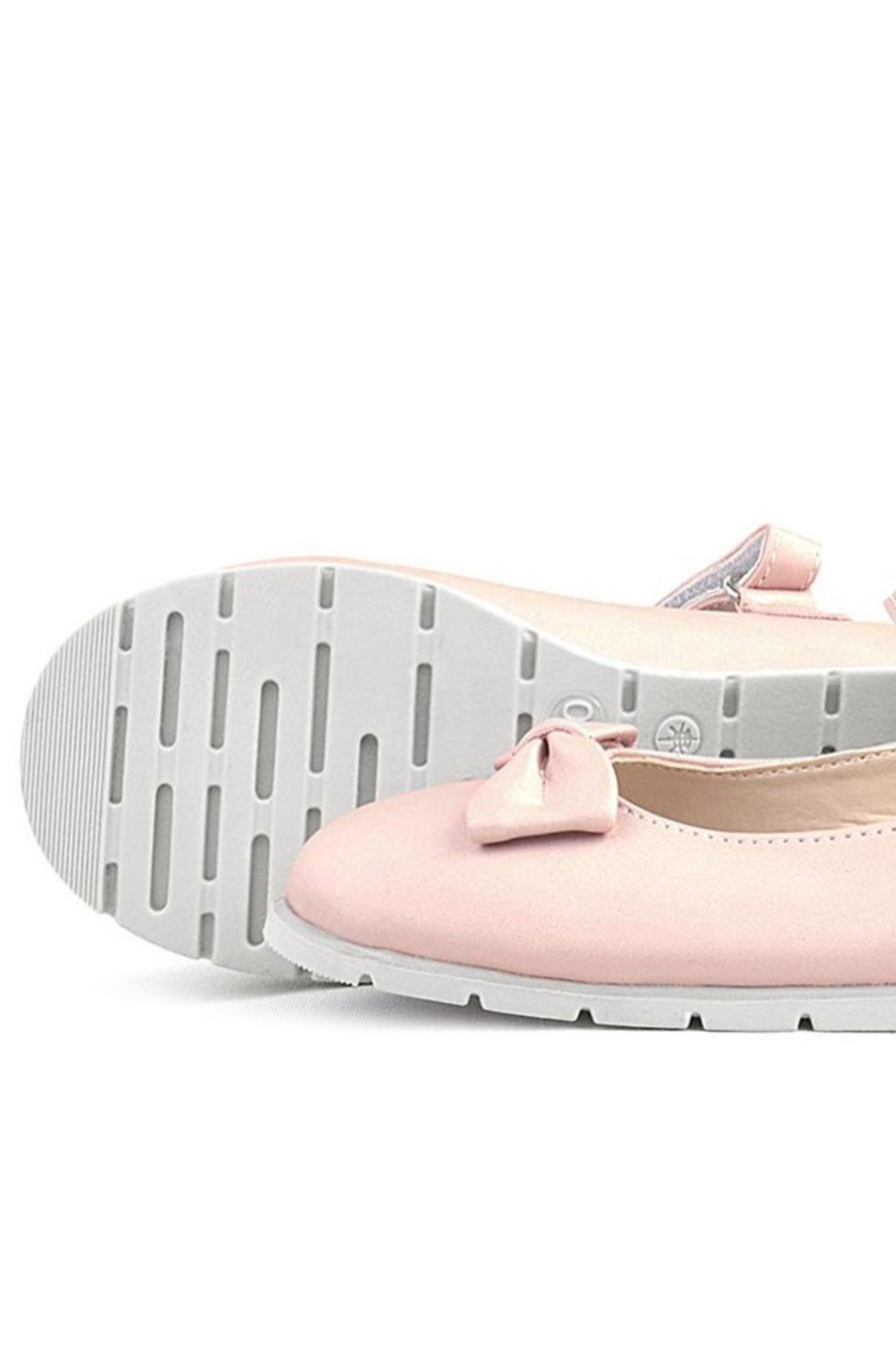 Rakerplus Powder Pink Bow and Velcro Girls' Flat Shoes