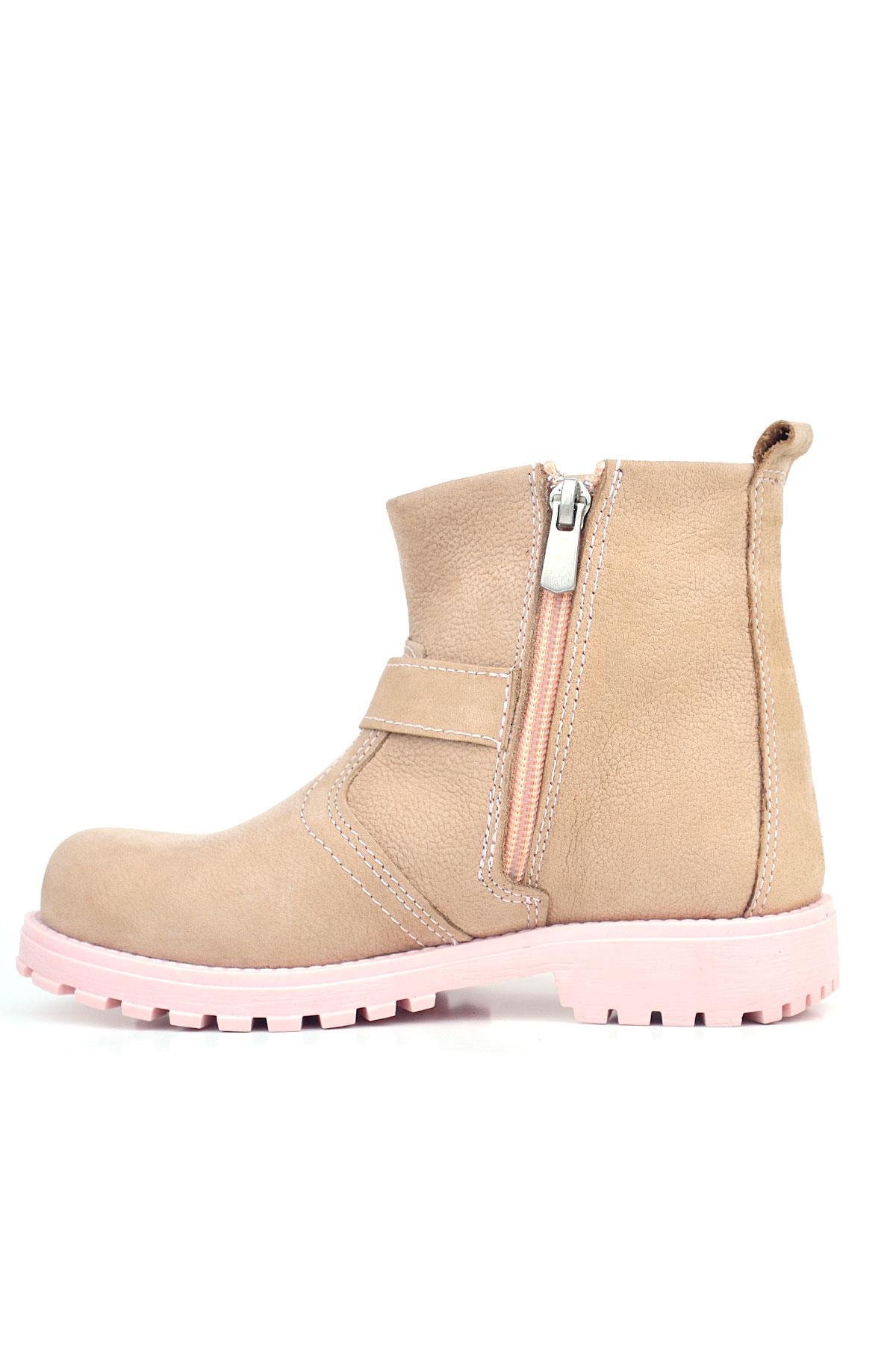 Rakerplus Chiron Hakiki Deri Pembe Fermuarlı Kız Bebek Bot