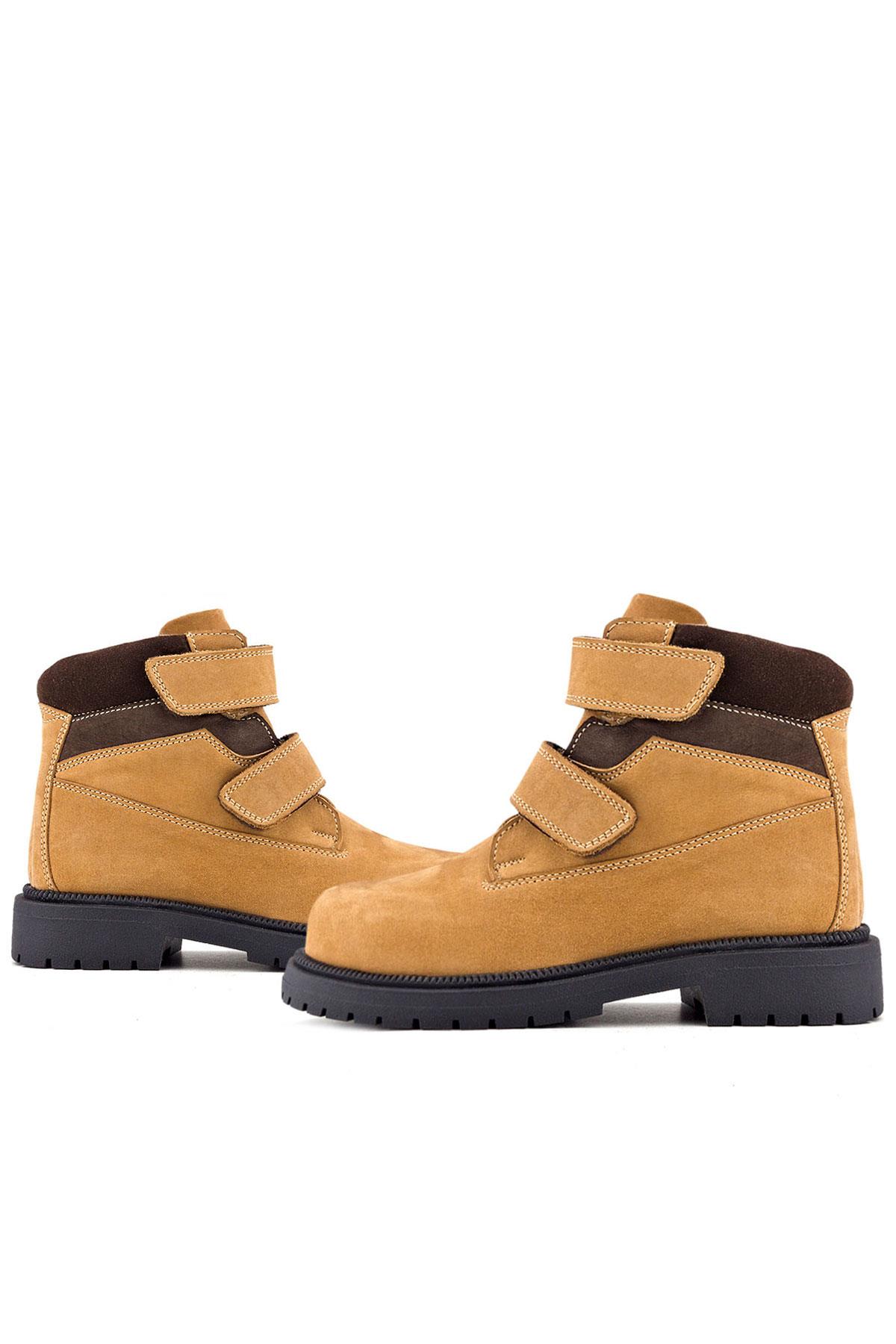 Rakerplus Hakiki Deri Sarı Cırt Cırtlı Kışlık Çocuk Bot